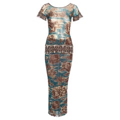 Jean Paul Gaultier Cuba print mesh t-shirt and maxi skirt set, ss 1998