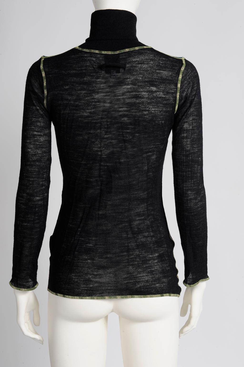 Jean Paul Gaultier Currency Print Mesh Turtleneck Top, Fall-Winter 1994-1995 1
