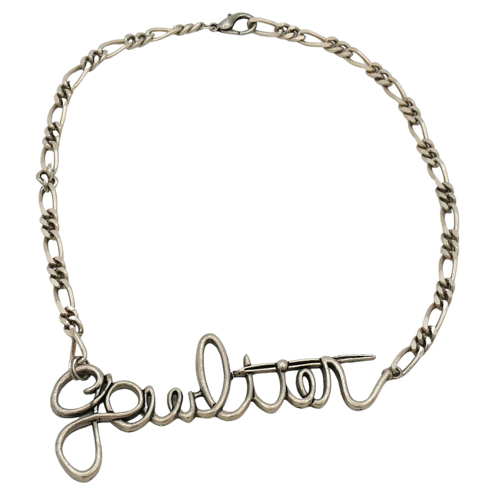 Jean Paul Gaultier Cursive Signature Necklace For Sale