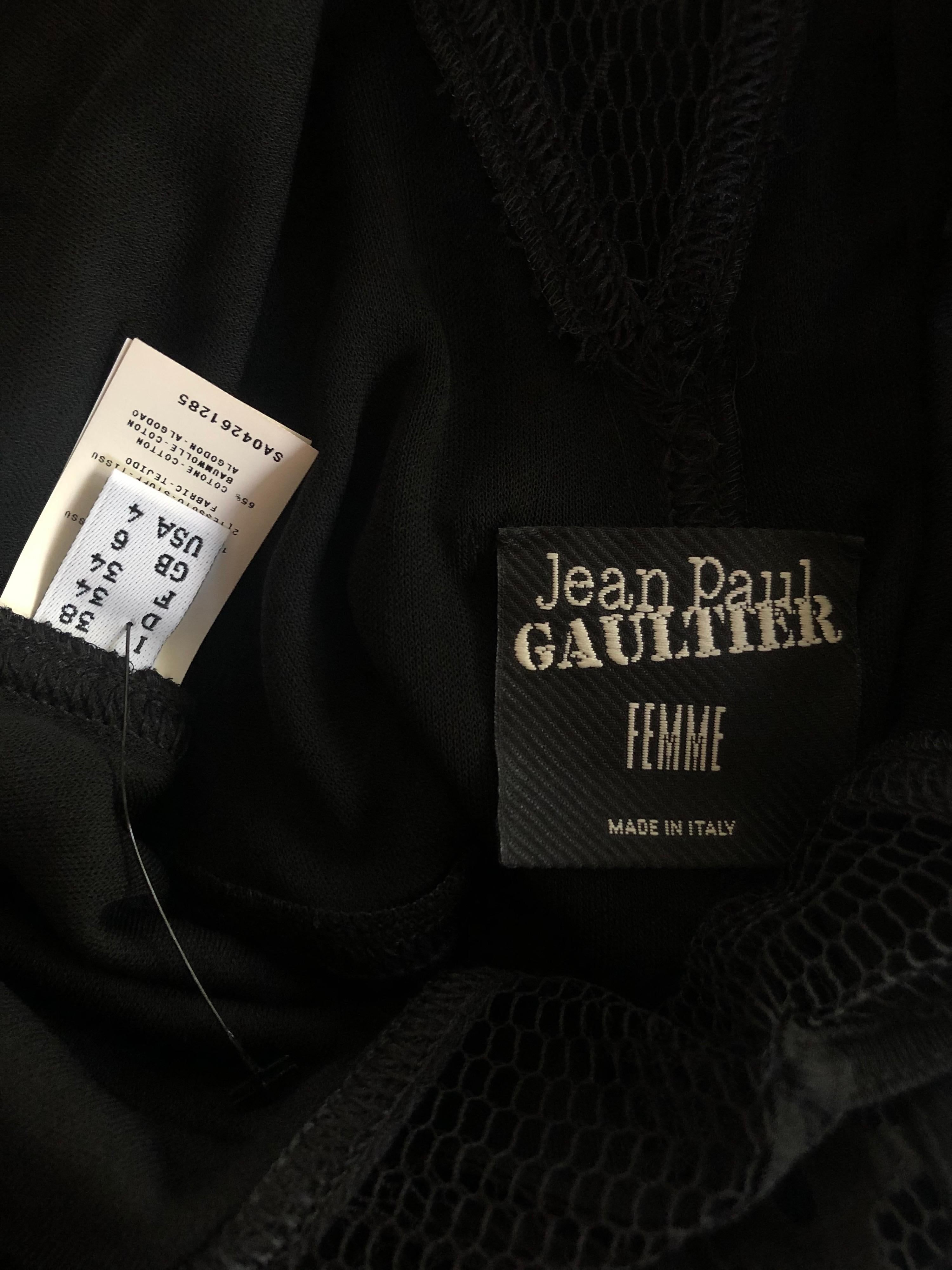 Jean Paul Gaultier S/S 2007 Runway Cutout Sheer Lace Panels Black Dress 4