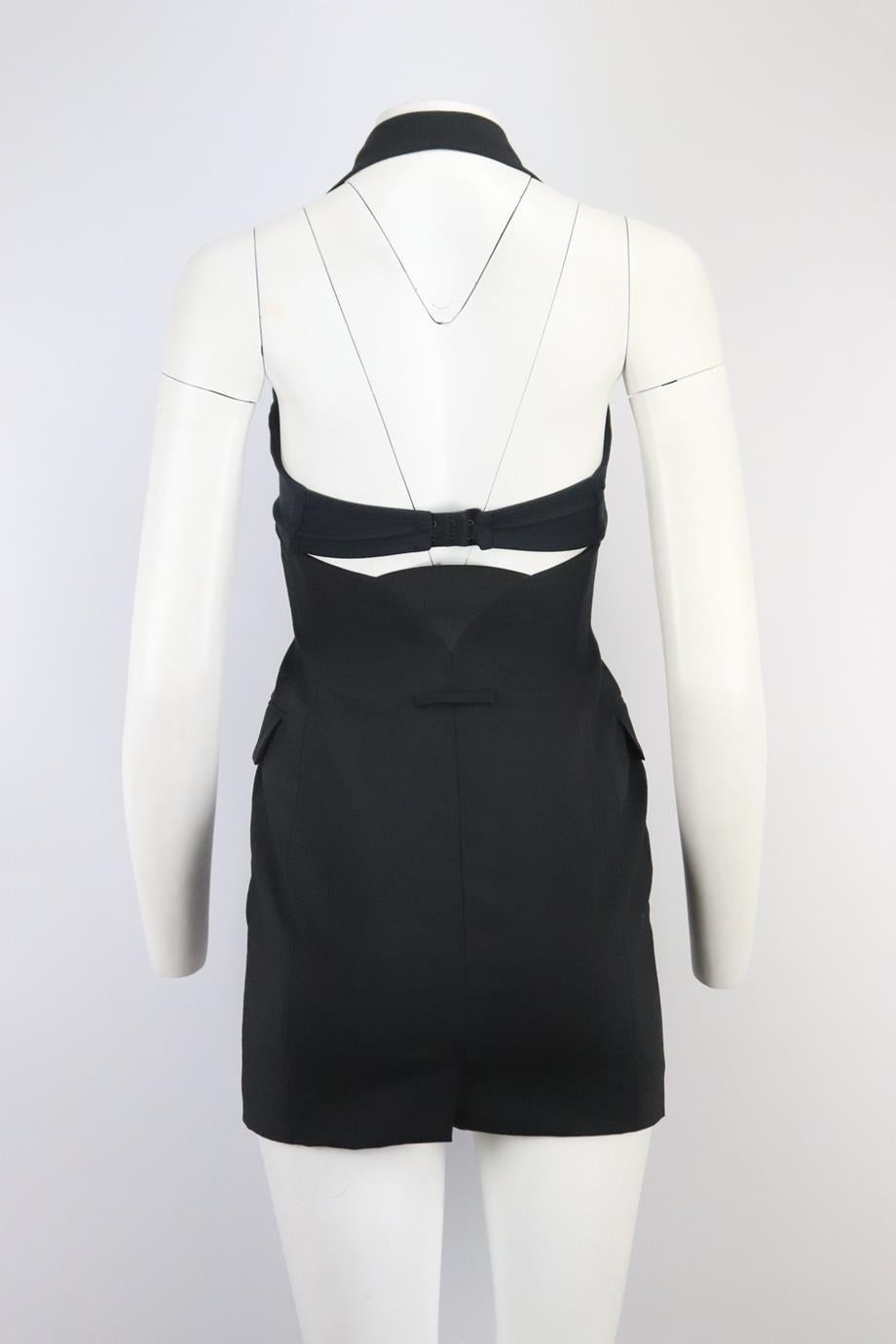 Jean Paul Gaultier Cutout Wool Blend Halterneck Mini Dress It 40 Uk 8 In Excellent Condition In London, GB