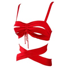 Jean Paul Gaultier Cutout Wrap Red Bralette Bra Crop Top 