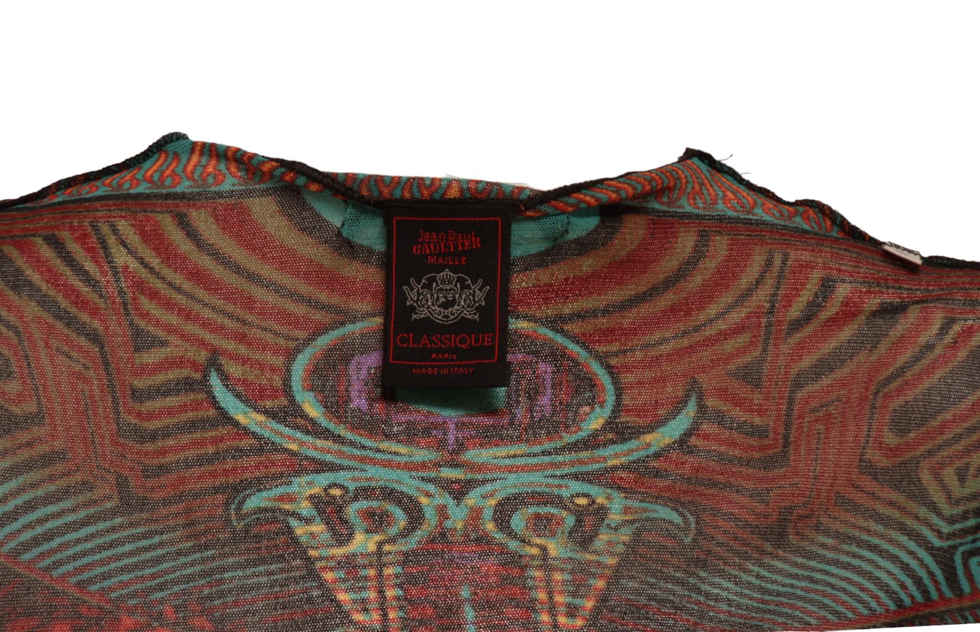 Women's JEAN PAUL GAULTIER, Cyber Brazilian currency long sleeve mesh top
