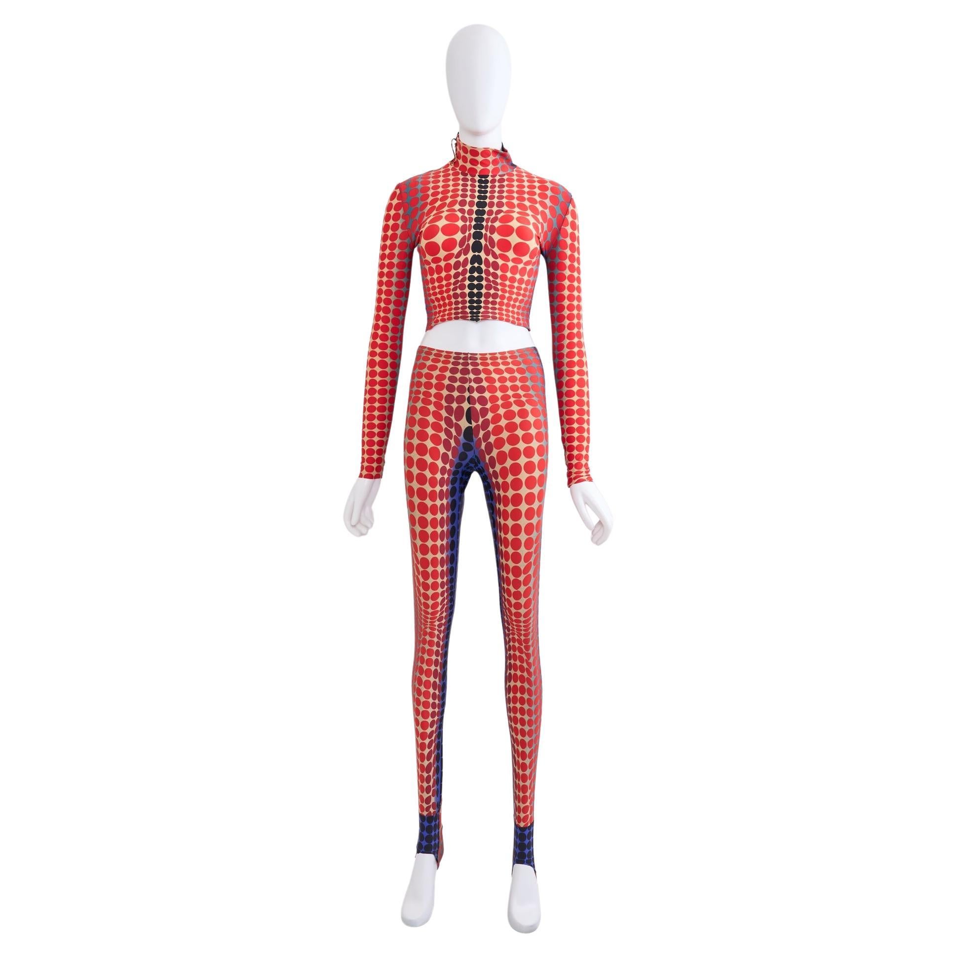 Jean Paul Gaultier Jeans, ensemble rosso a pois 95FW