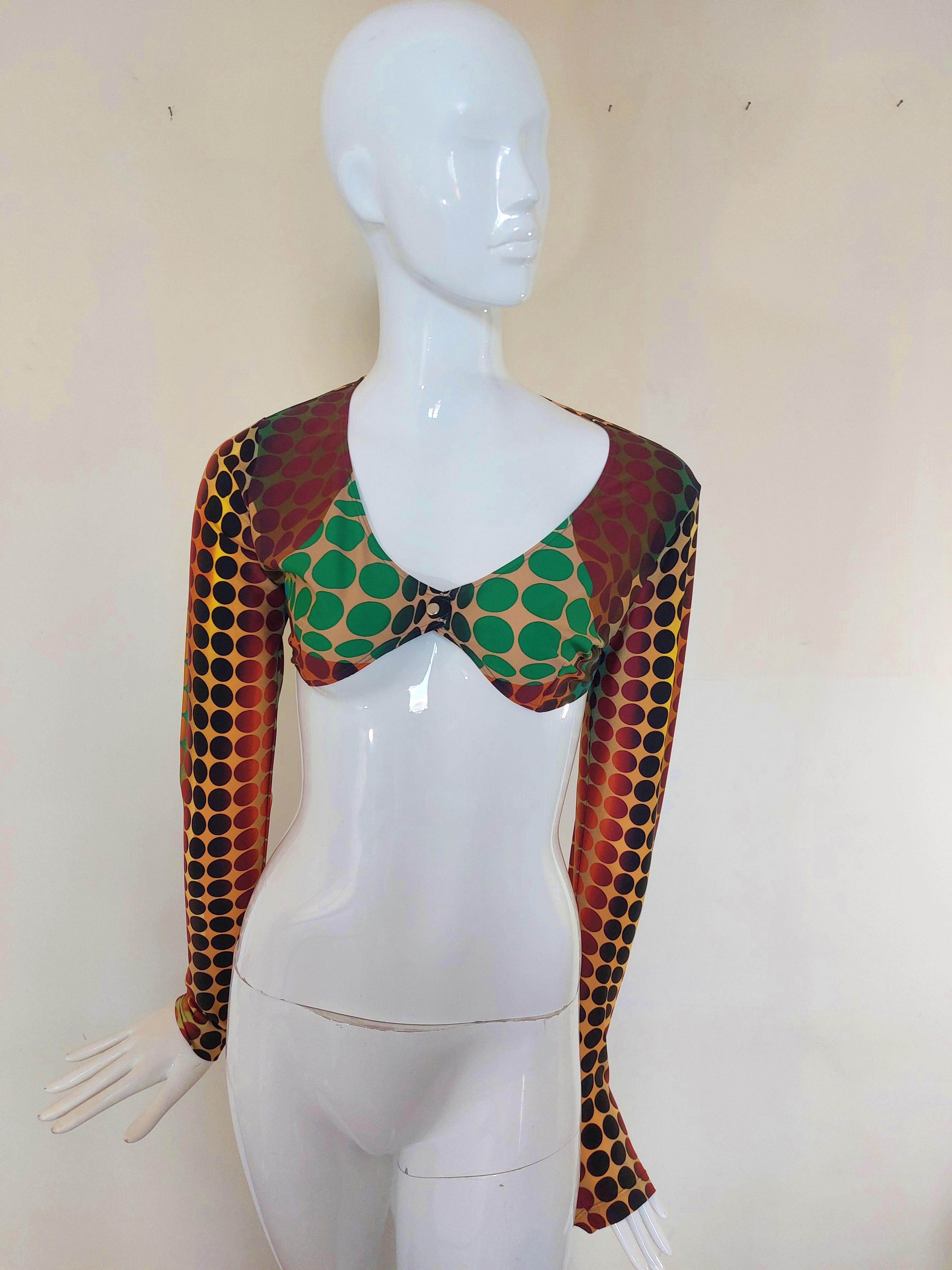  Jean-Paul Gaultier Cyber Psychedelic Dots  Optical Illusion Crop top Bustier  For Sale 5
