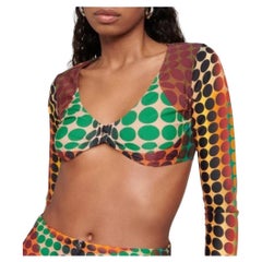  Cyber Psychedelic Dots von Jean-Paul Gaultier  Optisches Illusion-Bustier mit Crop-Top 