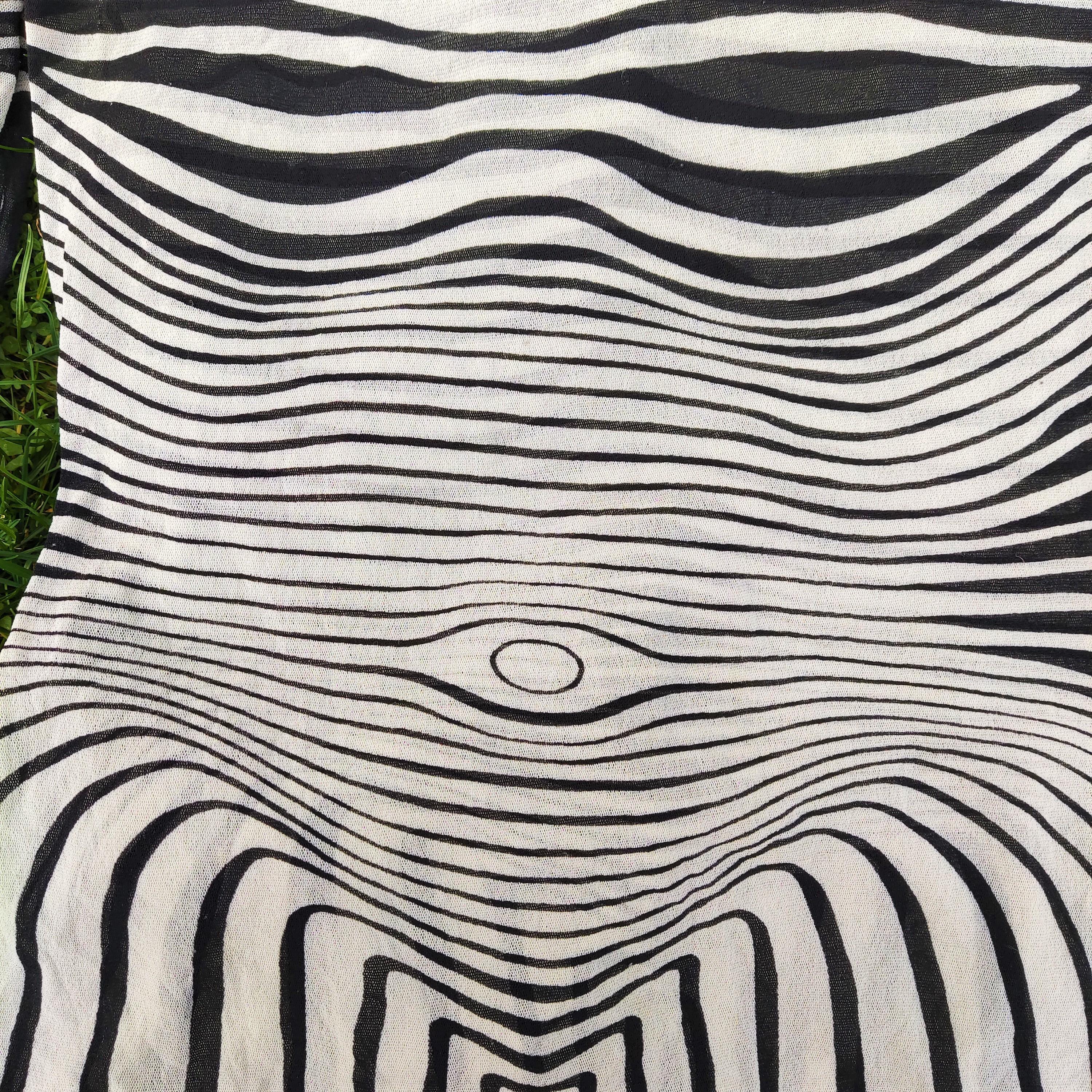 Jean Paul Gaultier Cyberbaba Zebra Optical Illusion Striped Transparent Mesh Top 4