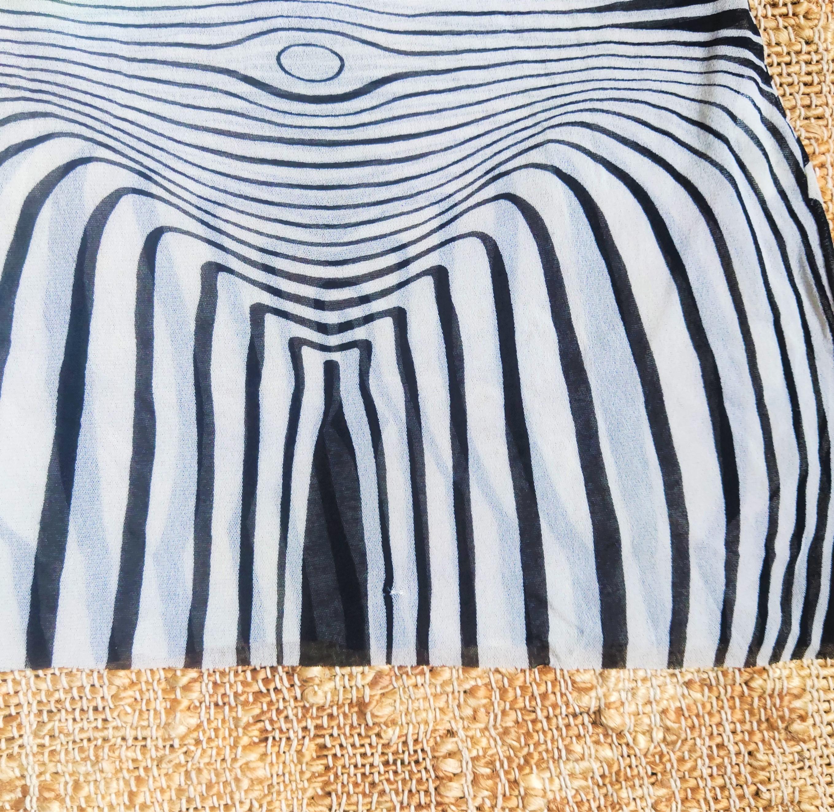 Jean Paul Gaultier Cyberbaba Zebra Optical Illusion Striped Transparent Mesh Top 9