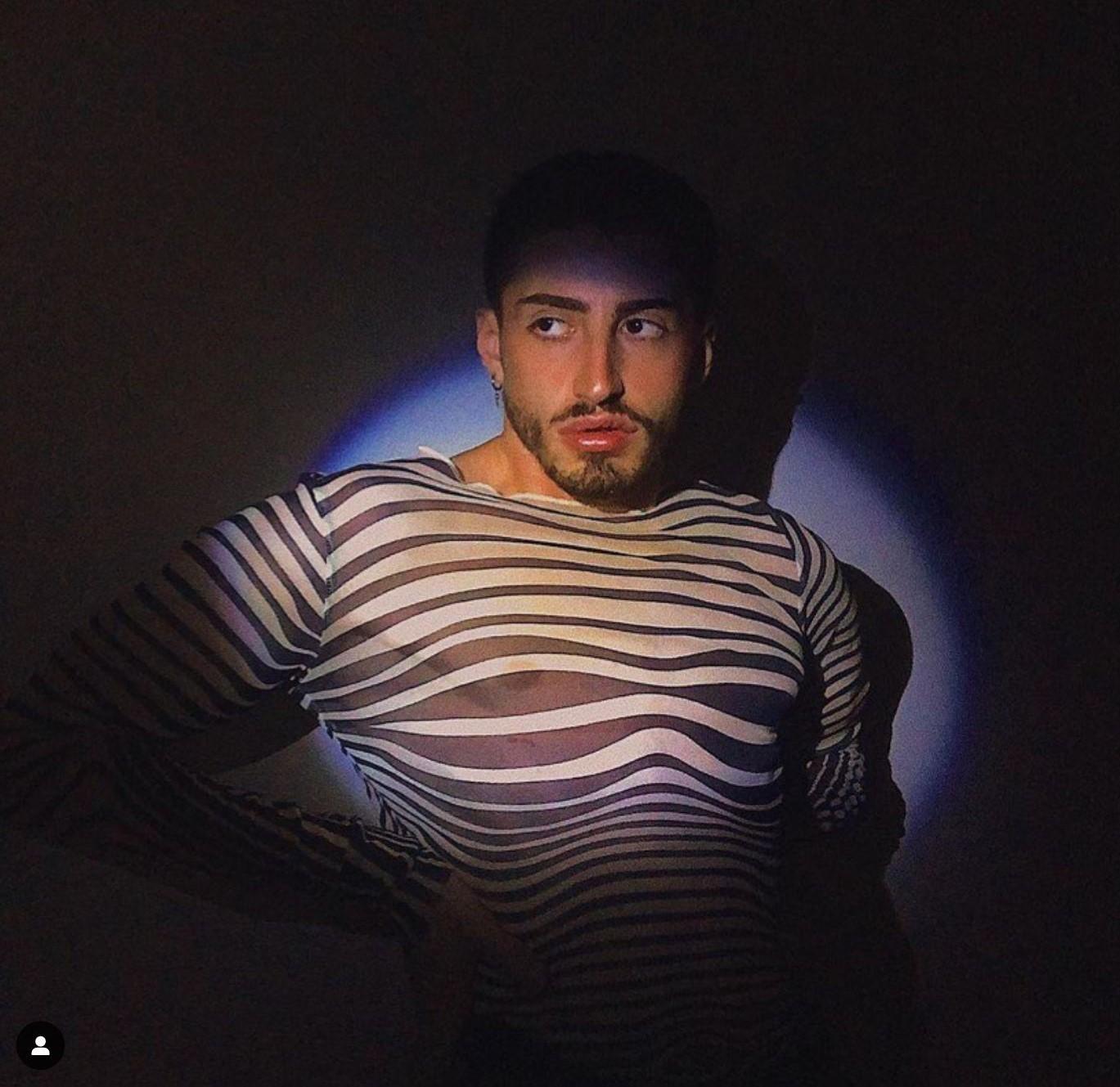 Jean Paul Gaultier Cyberbaba Zebra Optical Illusion Striped Transparent Mesh Top In Excellent Condition In PARIS, FR