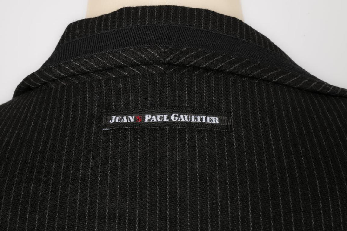 Jean Paul Gaultier Manteau rayé gris foncé en vente 2
