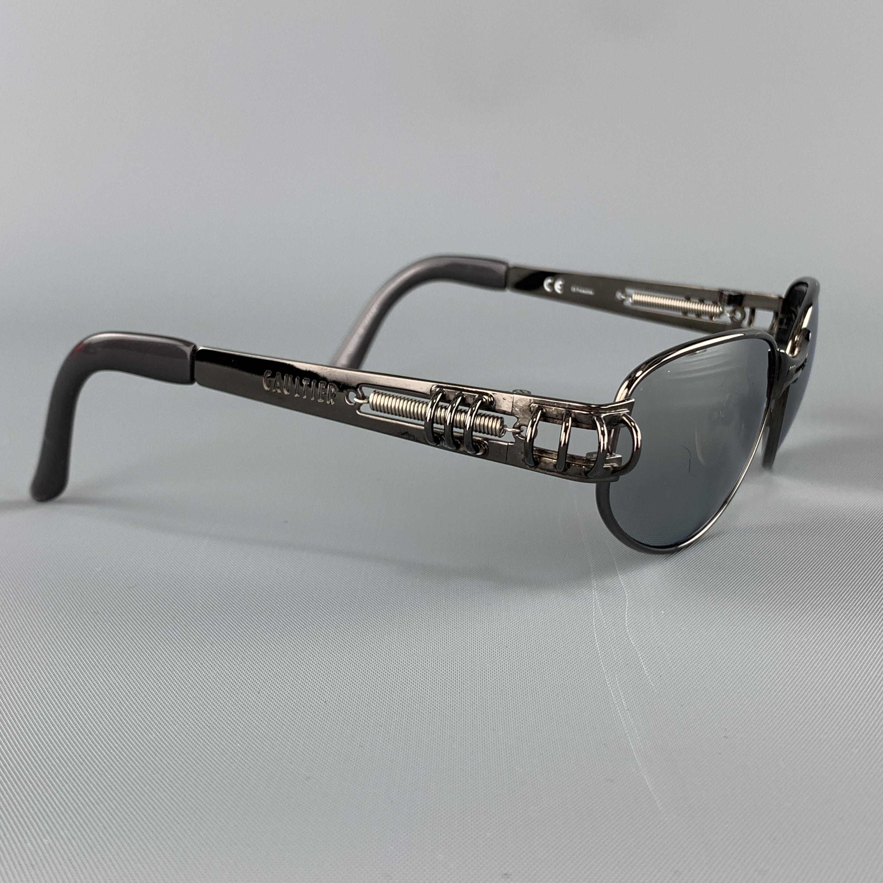 Women's or Men's JEAN PAUL GAULTIER Dark Silver Mirrored Lens Piercings Sunglasses