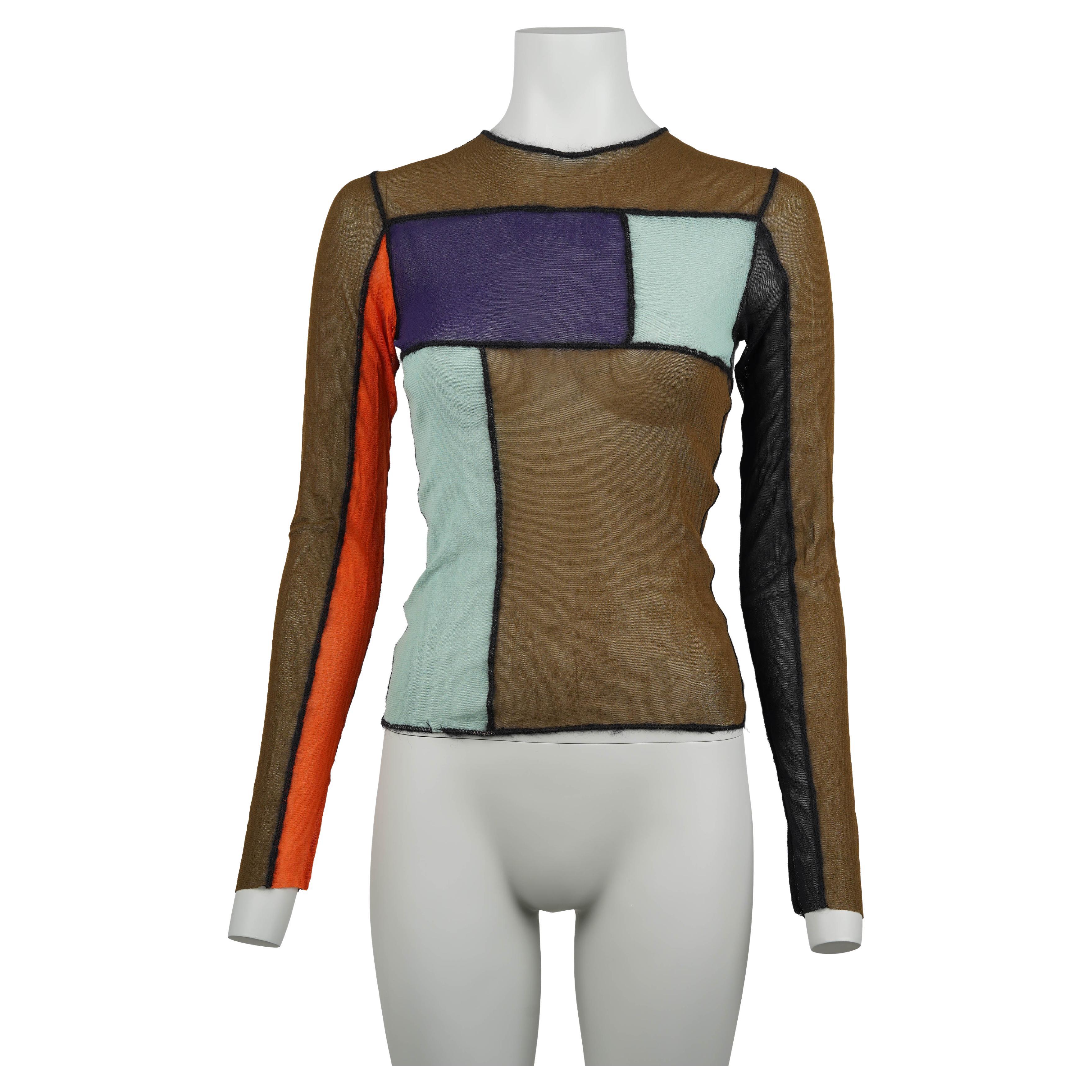 Jean Paul Gaultier Deconstructed Patchwork Mesh Top, Late 1990s For Sale