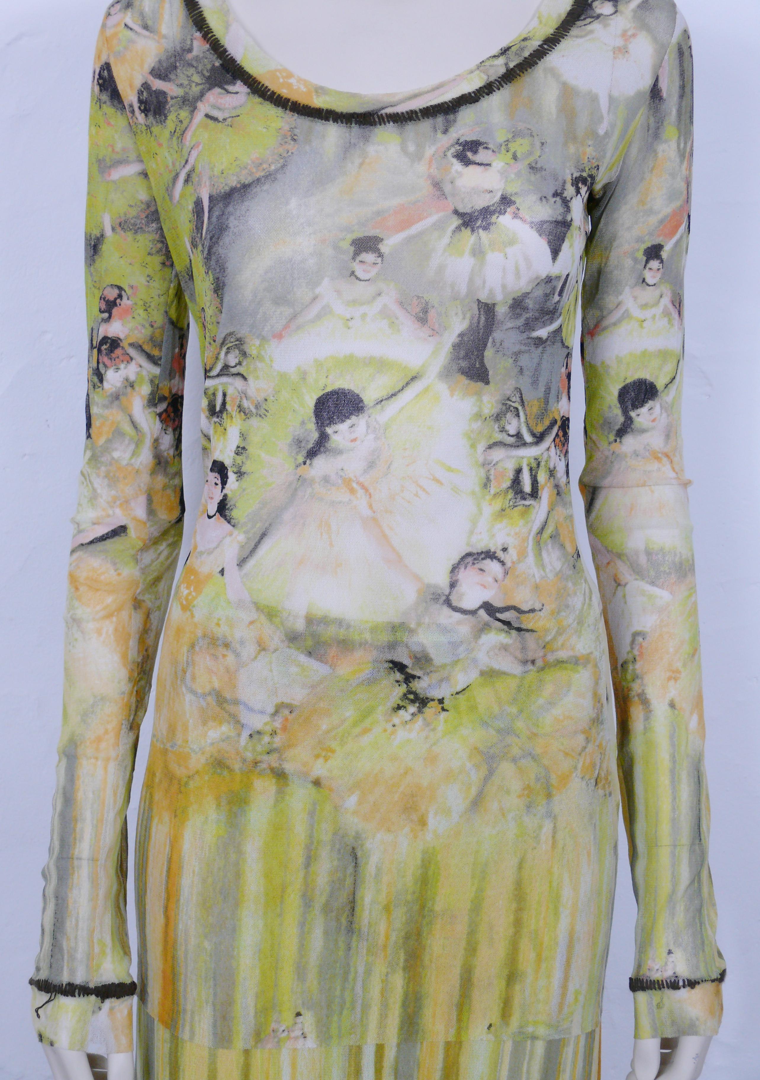 Jean Paul Gaultier Degas Ballerinas Print Mesh Maxi Skirt Ensemble S/S RTW 2004 In Good Condition For Sale In Nice, FR