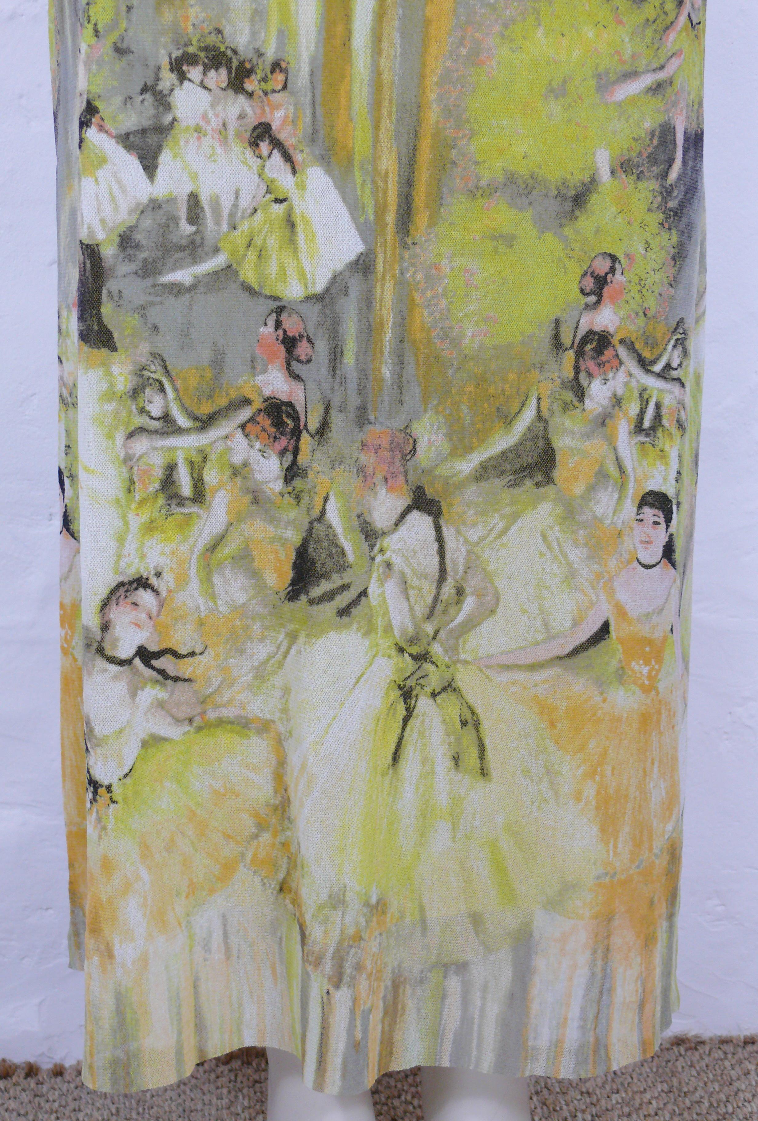Women's Jean Paul Gaultier Degas Ballerinas Print Mesh Maxi Skirt Ensemble S/S RTW 2004 For Sale
