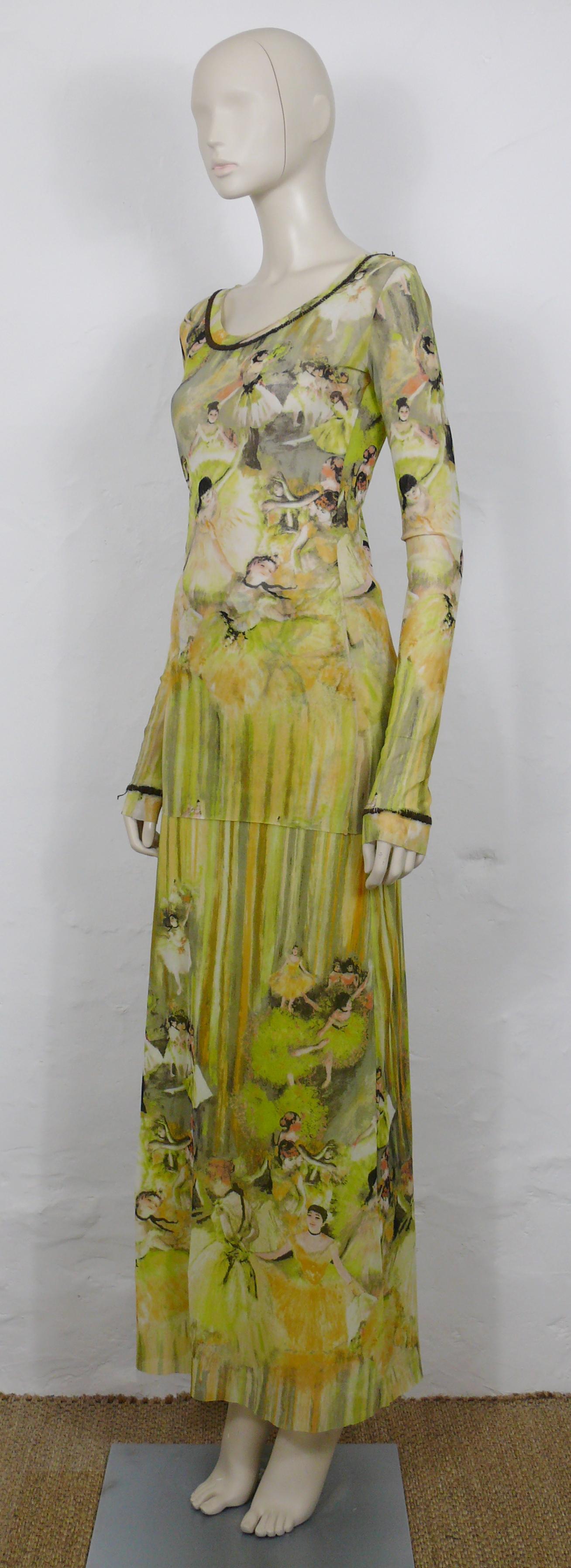 Jean Paul Gaultier Degas Ballerinas Print Mesh Maxi Skirt Ensemble S/S RTW 2004 For Sale 1