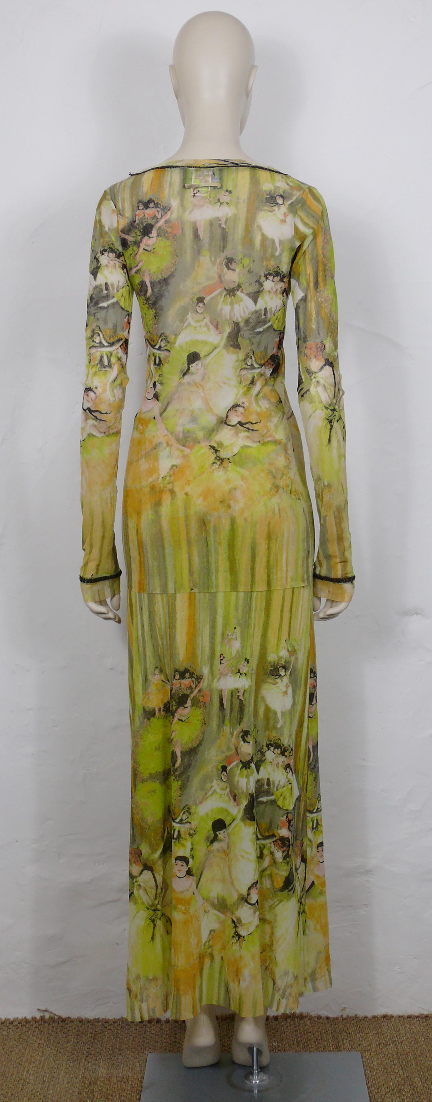 Jean Paul Gaultier Degas Ballerinas Print Mesh Maxi Skirt Ensemble S/S RTW 2004 For Sale 2