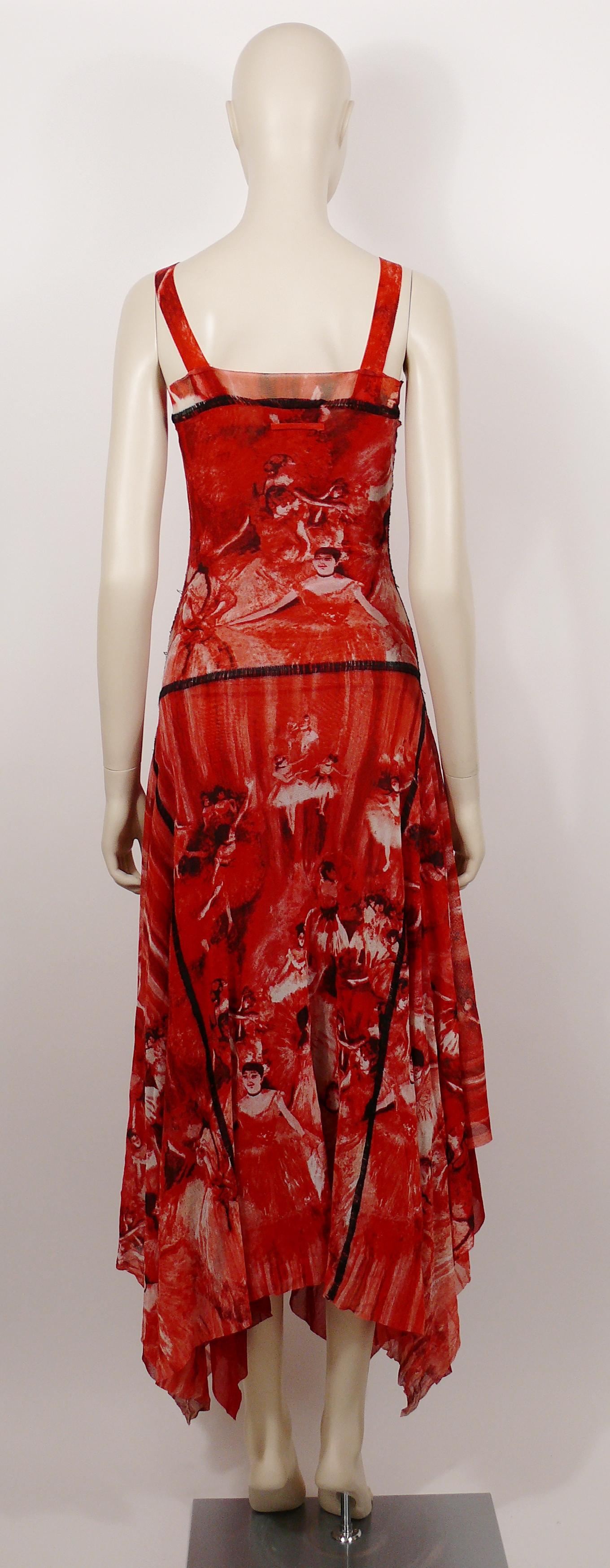 Jean Paul Gaultier Degas Ballerinas Suspender Print Mesh Dress Size M In Good Condition In Nice, FR