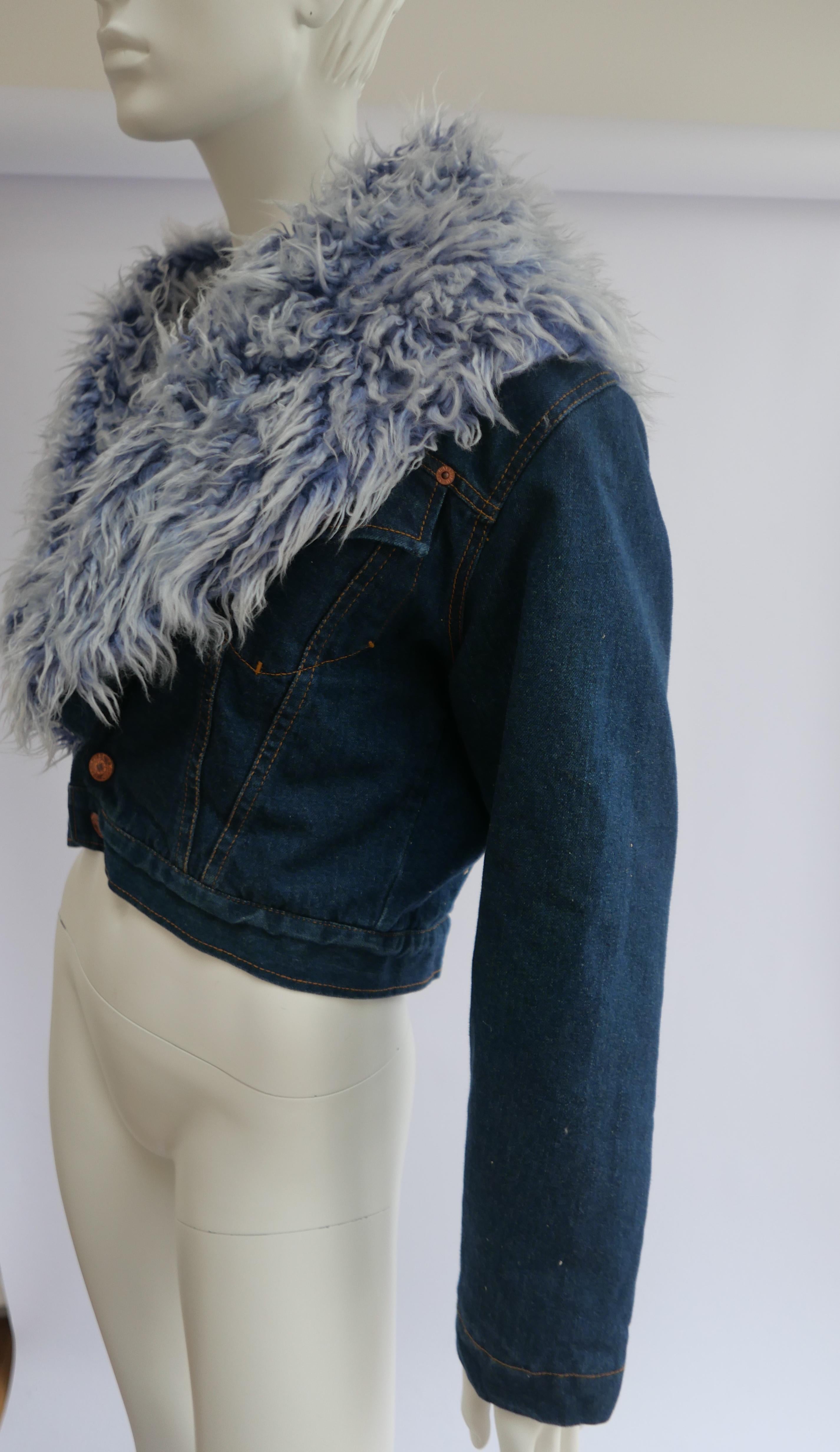 Jean Paul Gaultier Denim Jacket With Faux Fur Lining For Sale 2