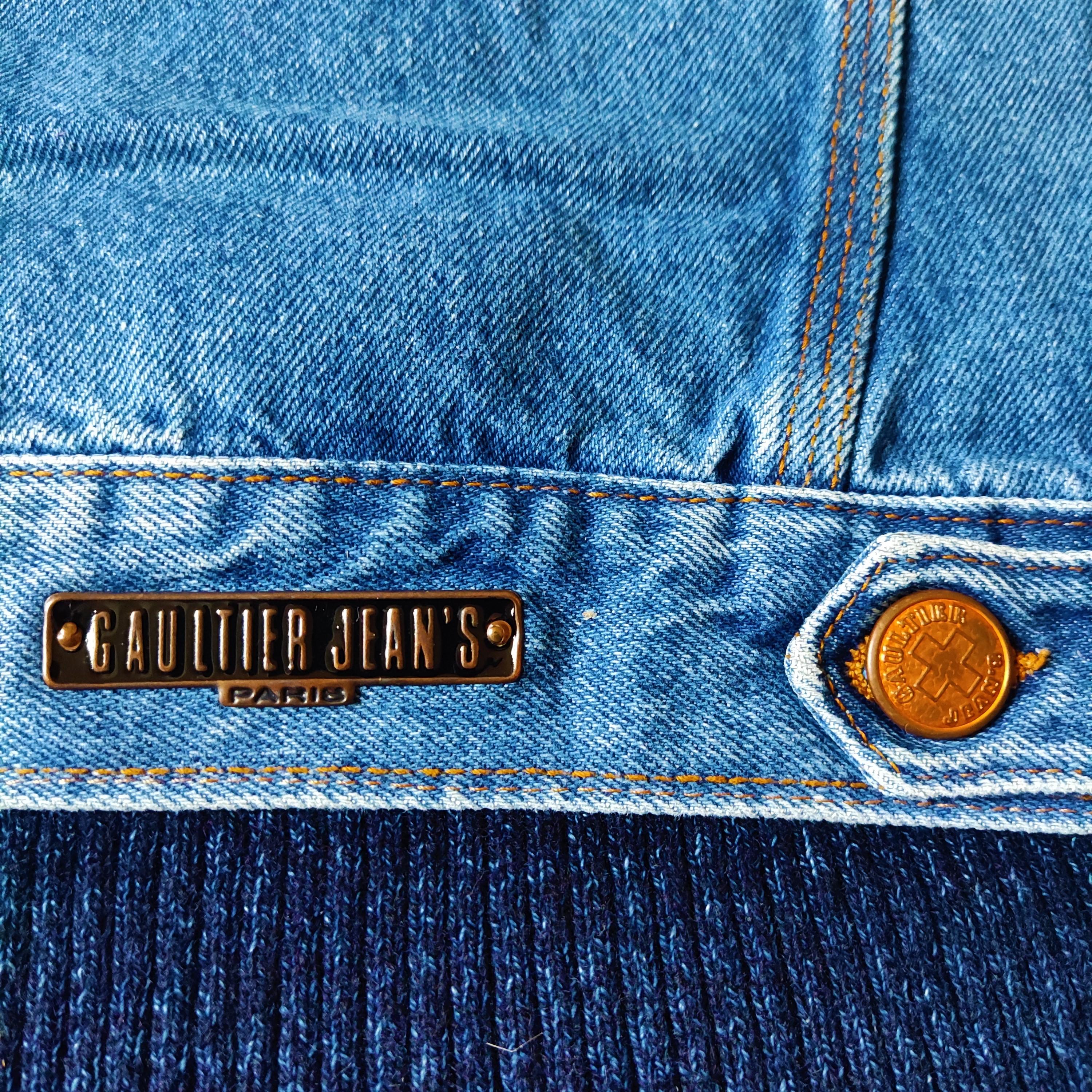 Jean Paul Gaultier Denim Jeans Blue Optical Illusion Tattoo 1994 Sweater Jacket 7
