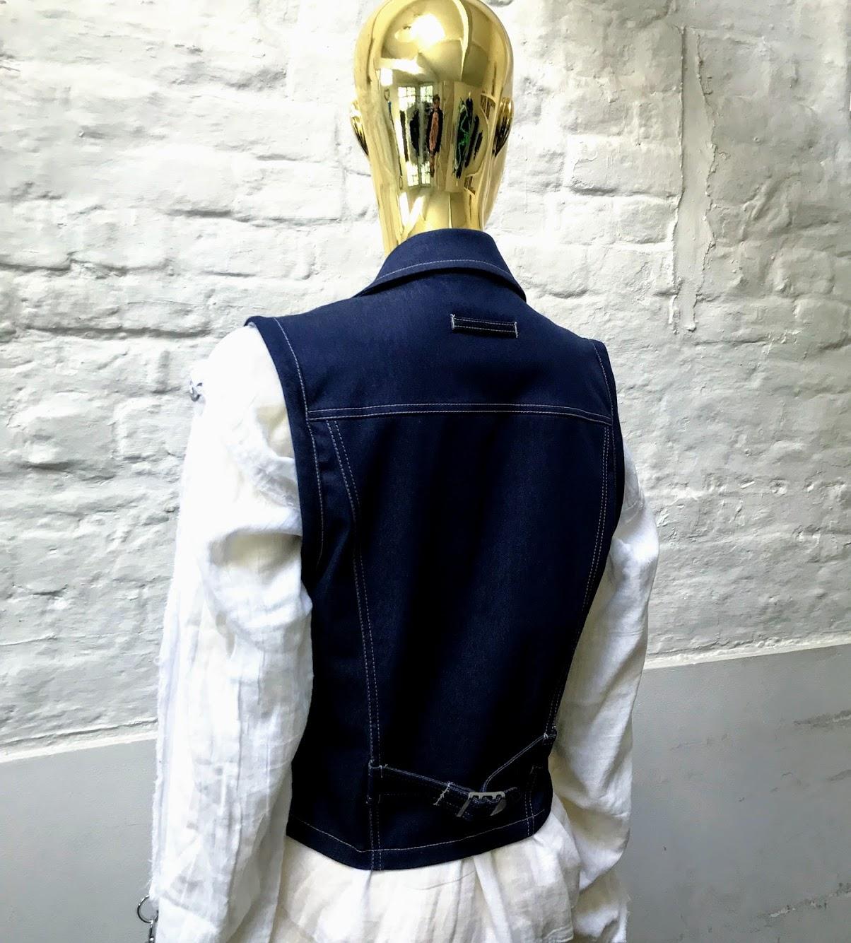 Jean Paul Gaultier Denim Pin Waistcoat In Excellent Condition For Sale In London, GB