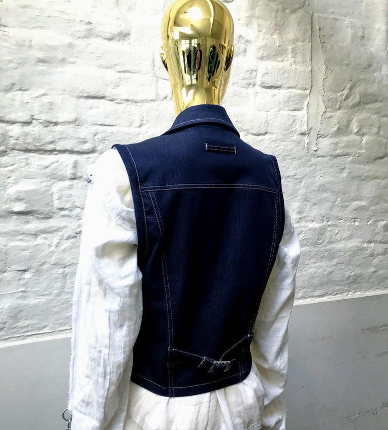Jean Paul Gaultier Denim Pin Waistcoat For Sale 1