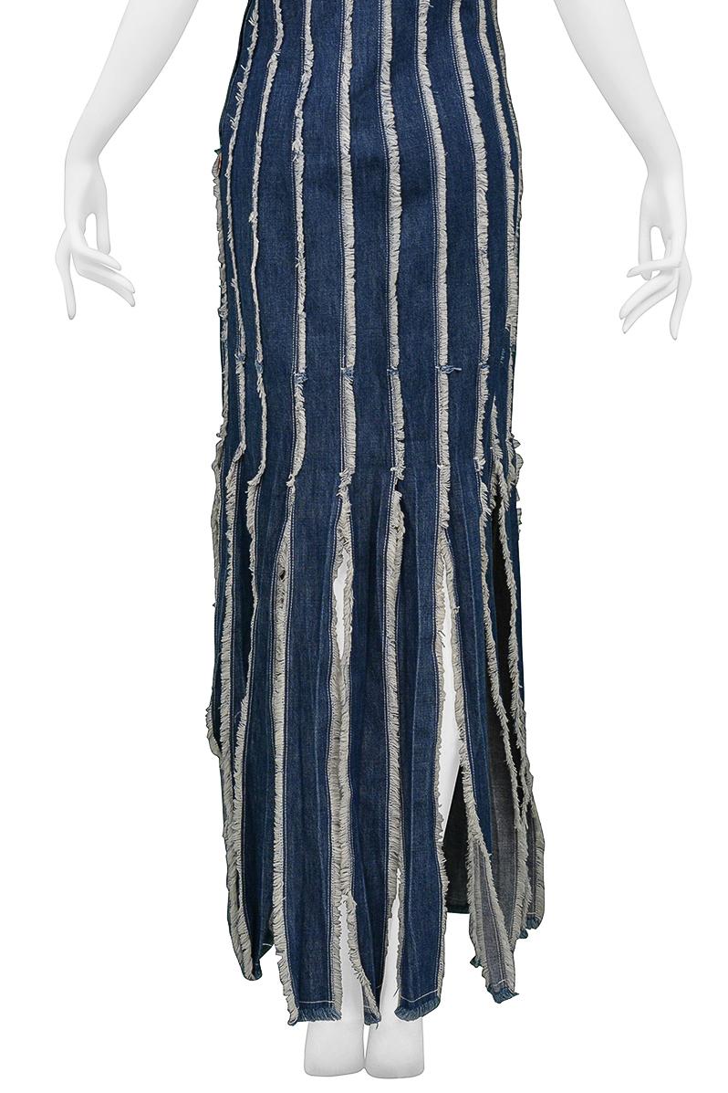 Jean Paul Gaultier Denim Raw Edges Dress With Fringe Panels For Sale 3
