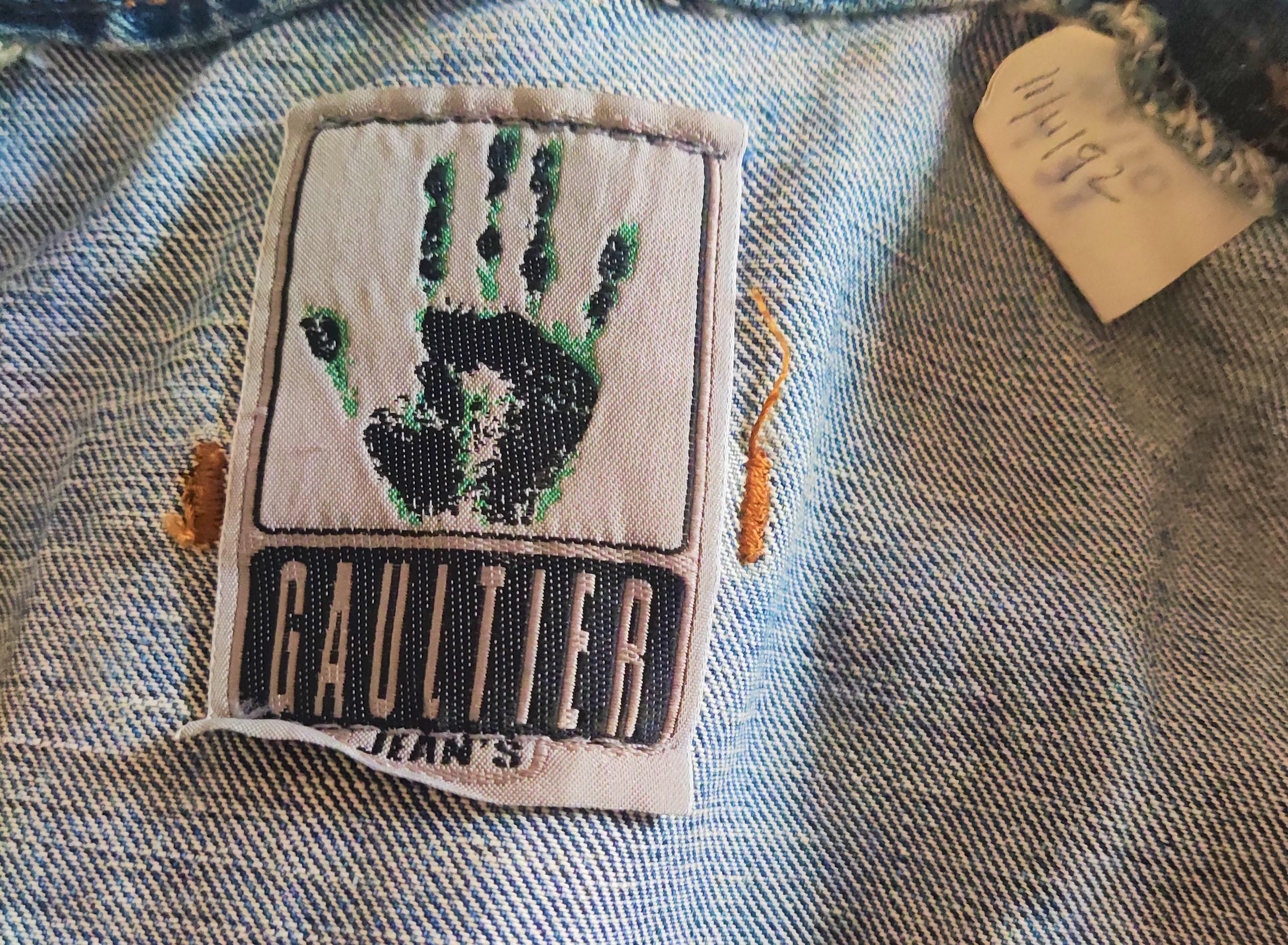 Jean Paul Gaultier - Combinaison-pull vintage en jean bleu à découpes et découpes en vente 5