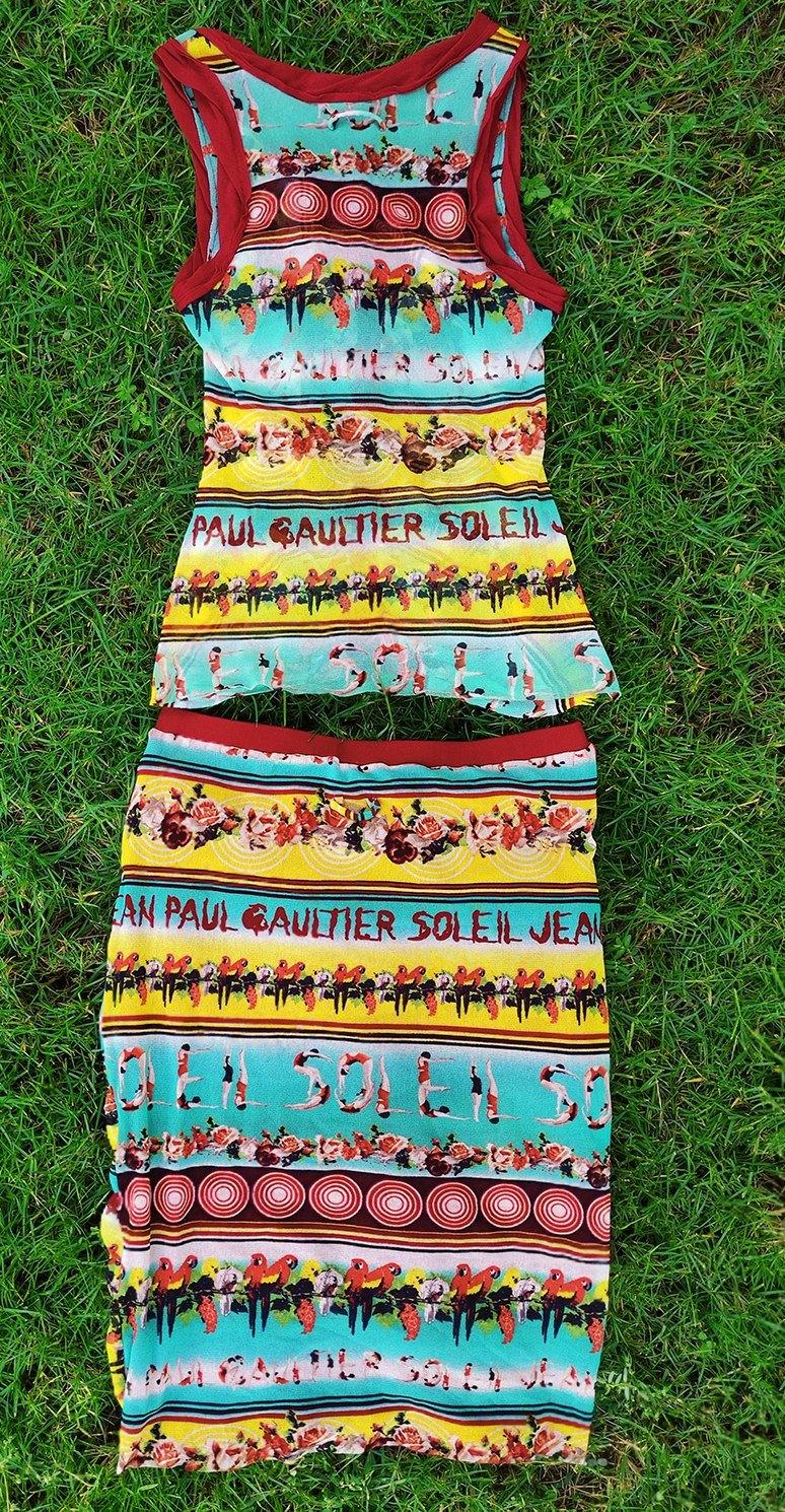 Jean Paul Gaultier  Diving Parrot Bird Tropical Swimmers Ruffled Mesh Dress Top For Sale 14