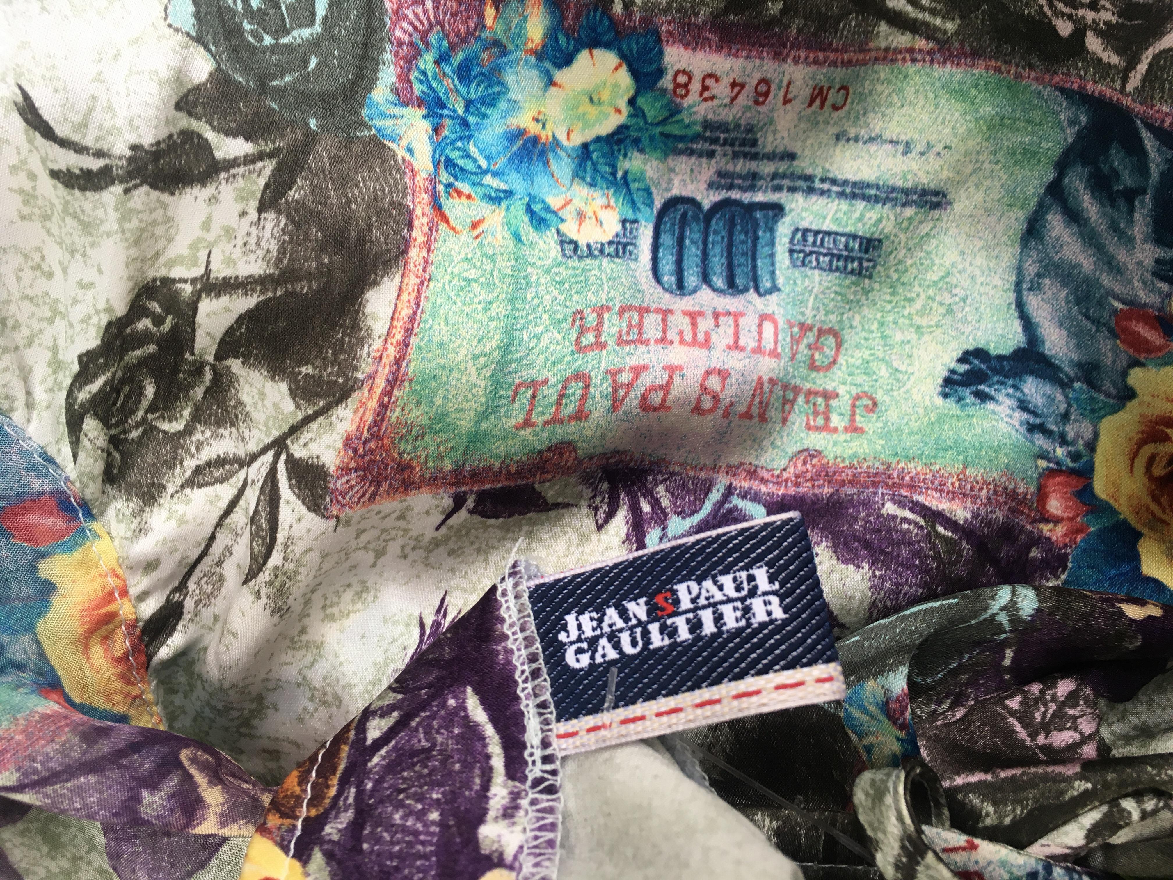 Jean Paul Gaultier Dollar Money Bank Note Vintage Evening 90s y2k Rose Dress 4