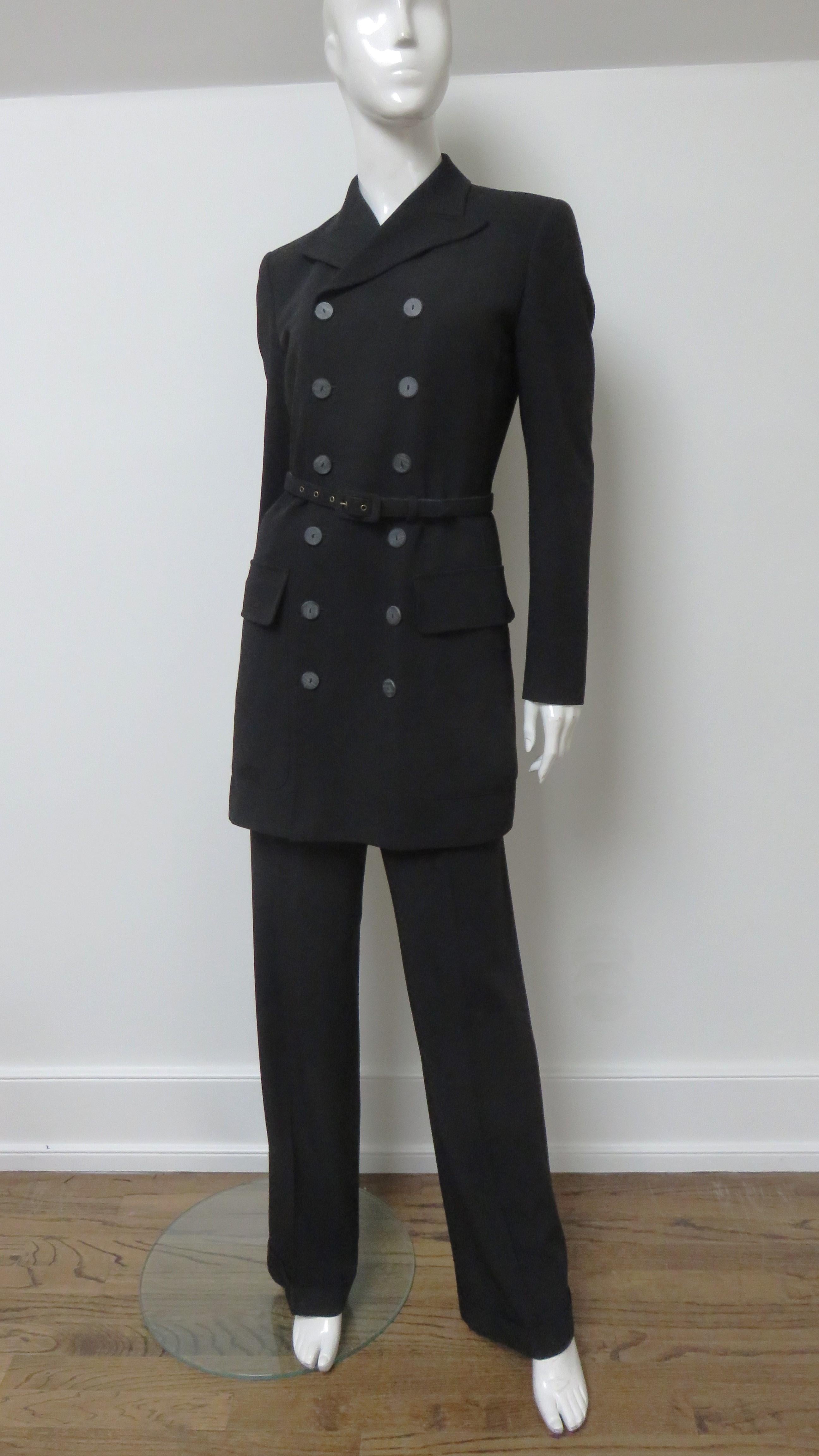Women's Jean Paul Gaultier Double Breasted Belted Pant Suit A/W 1999 For Sale