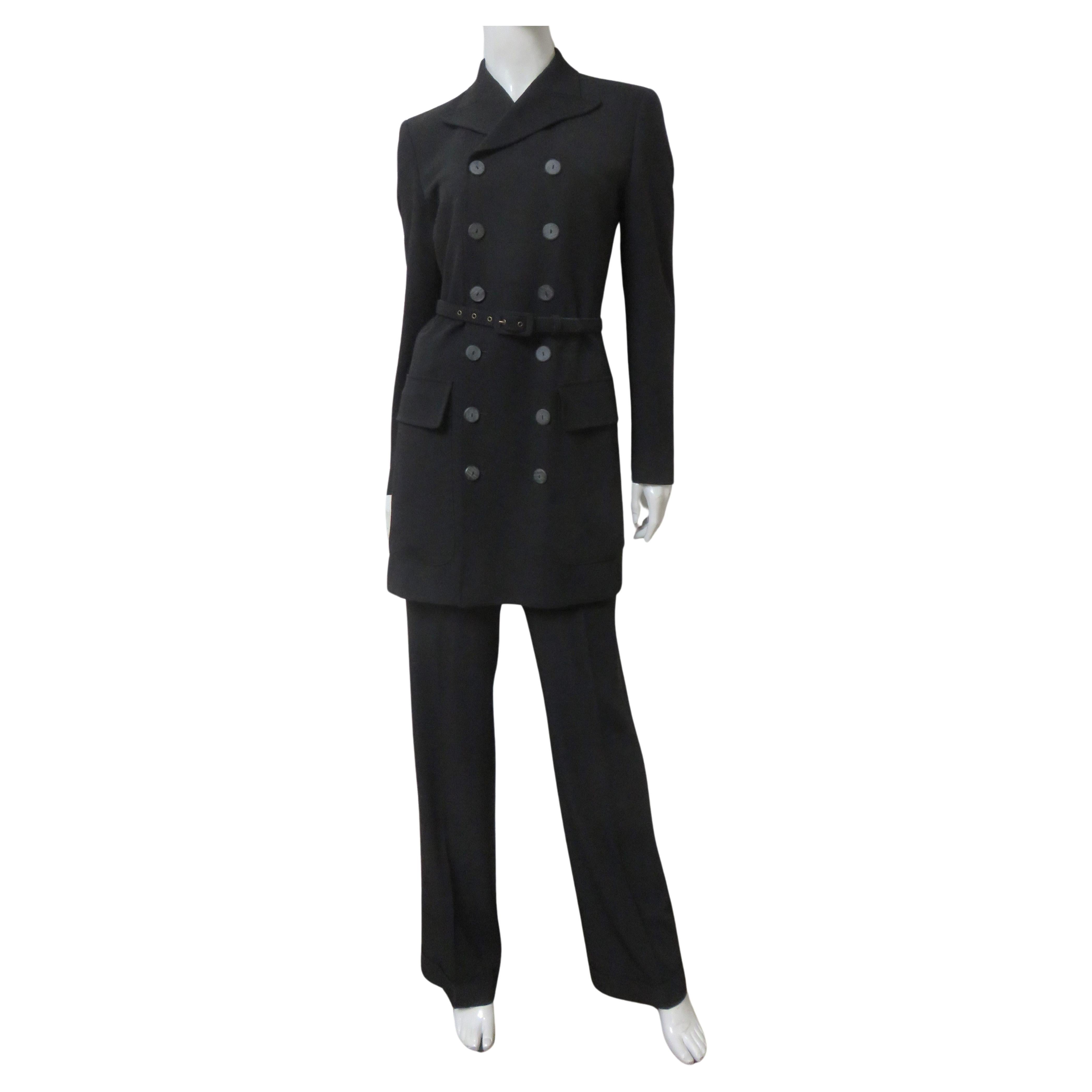 Jean Paul Gaultier Double Breasted Belted Pant Suit A/W 1999 For Sale
