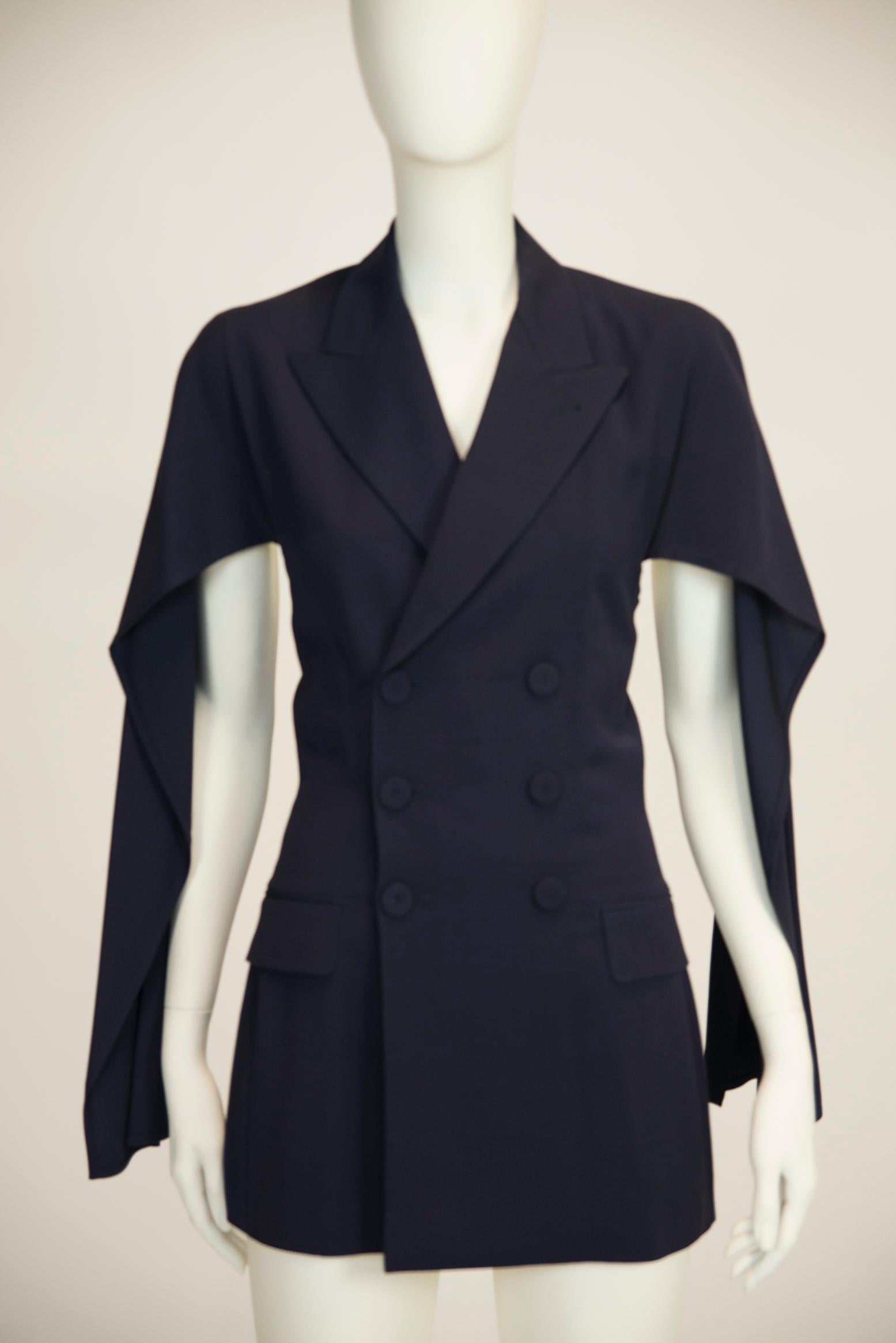 Noir Jean Paul Gaultier - Veste blazer à double boutonnage effet cape ou mini robe en vente