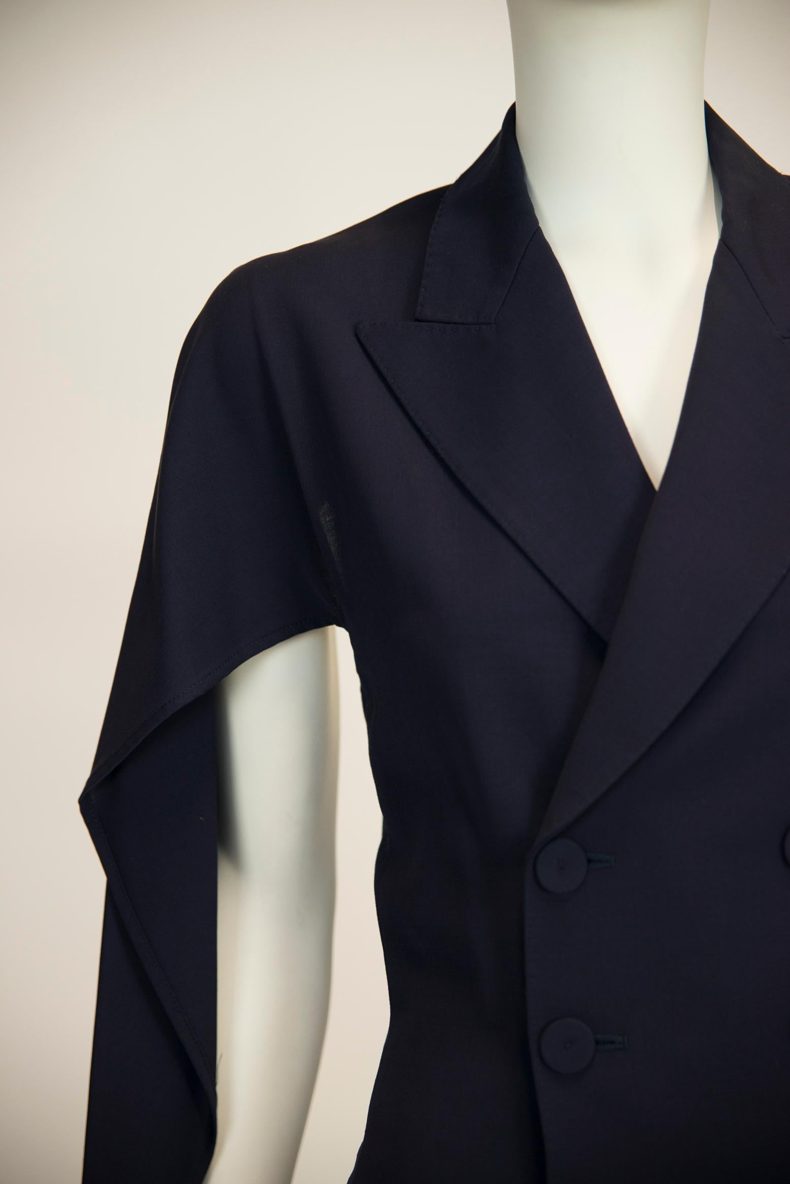 Black Jean Paul Gaultier Double-Breasted Cape-Effect Blazer Jacket or Mini Dress For Sale