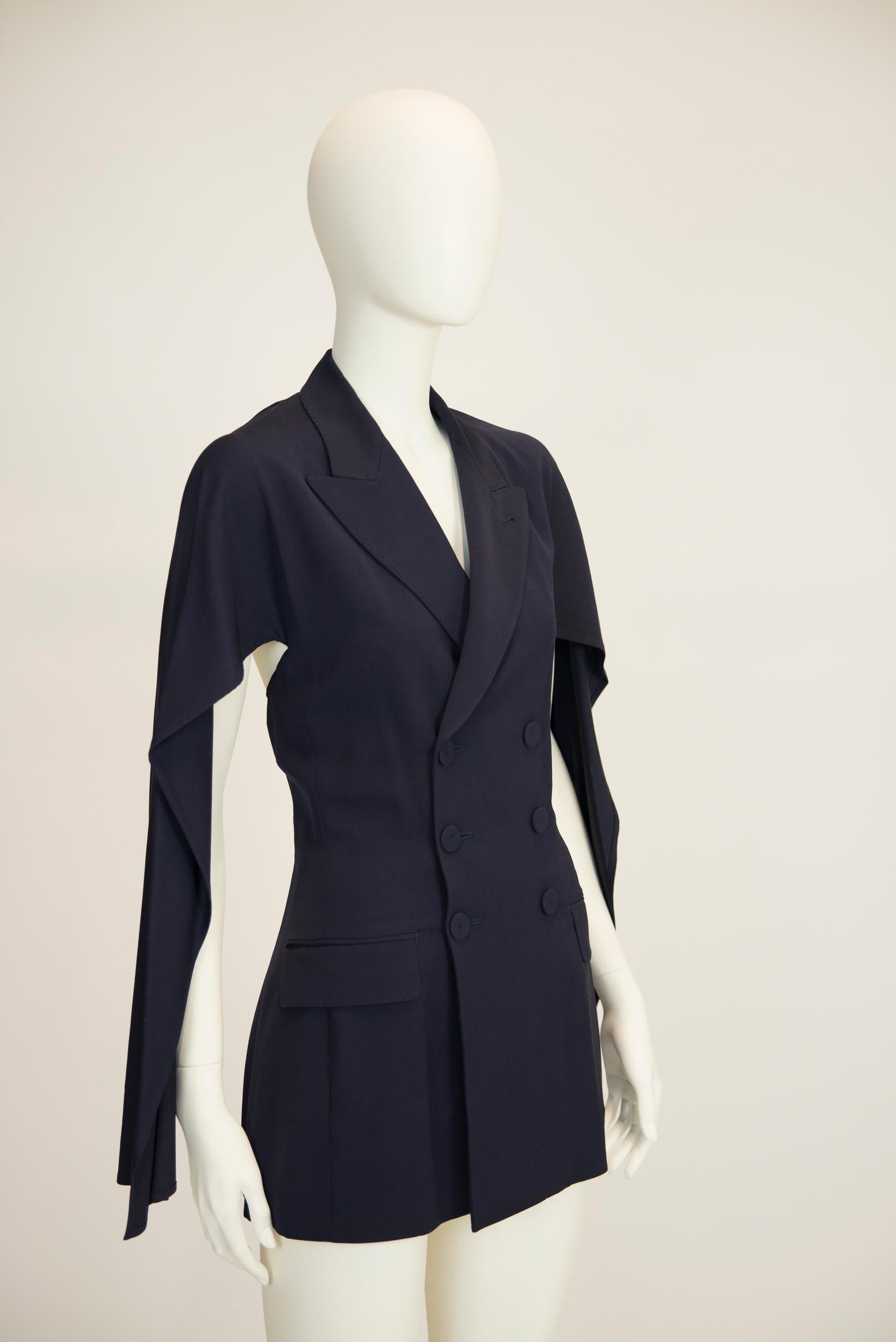 Jean Paul Gaultier - Veste blazer à double boutonnage effet cape ou mini robe en vente 1
