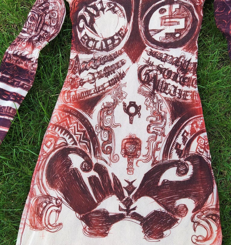 Jean Paul Gaultier Dragon Tattoo Maori 2012 Eclipse Mesh Satan Devil Maxi  Dress For Sale at 1stDibs | jean paul gaultier tattoo dress