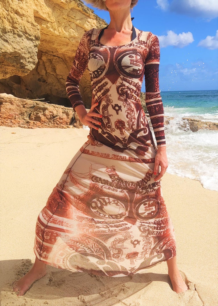 Jean Paul Gaultier Dragon Tattoo Maori 2012 Eclipse Mesh Satan Devil Maxi  Dress For Sale at 1stDibs | jean paul gaultier tattoo dress