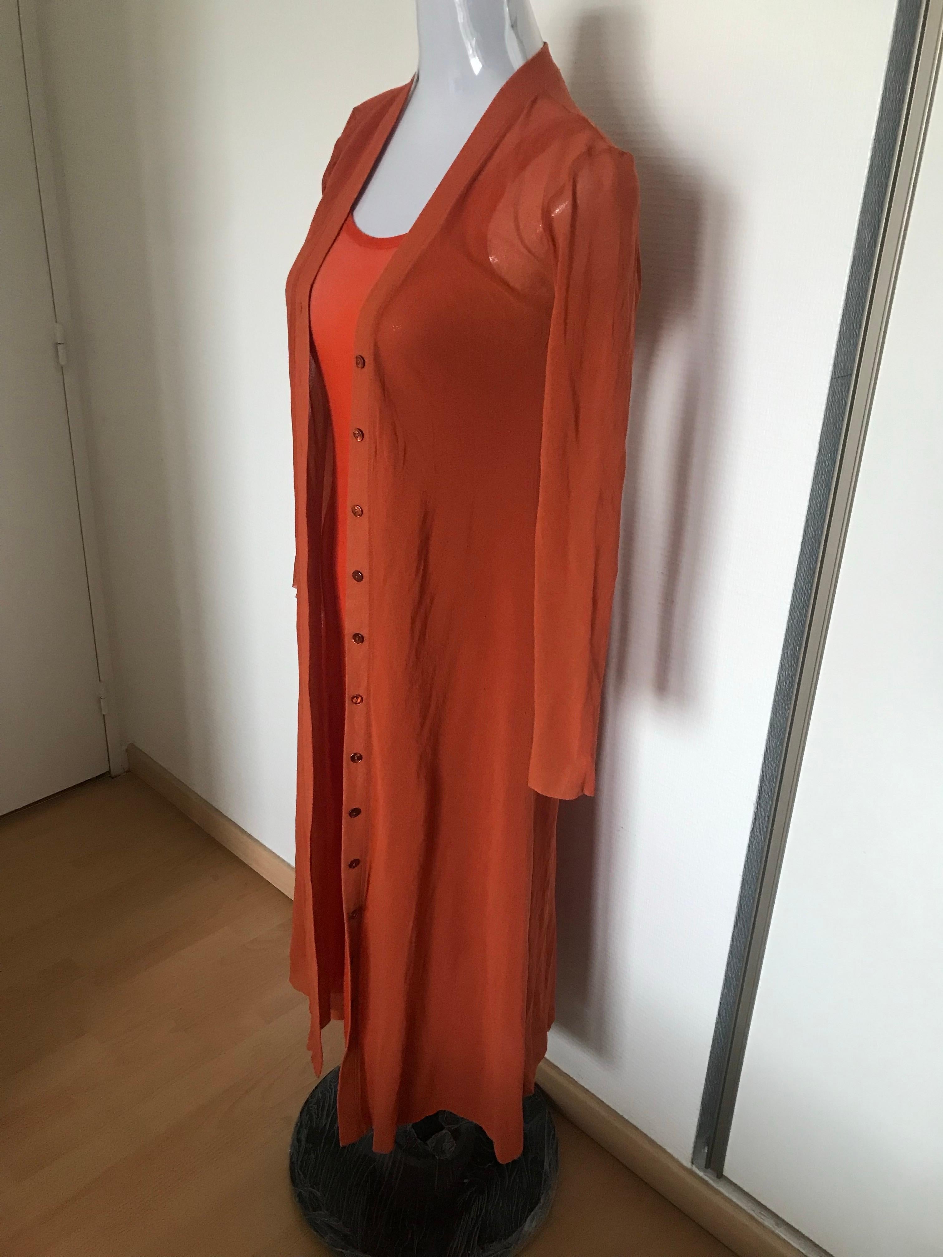 Abito e gilet lungo Jean Paul Gaultier in maglia arancione vintage in vendita 7