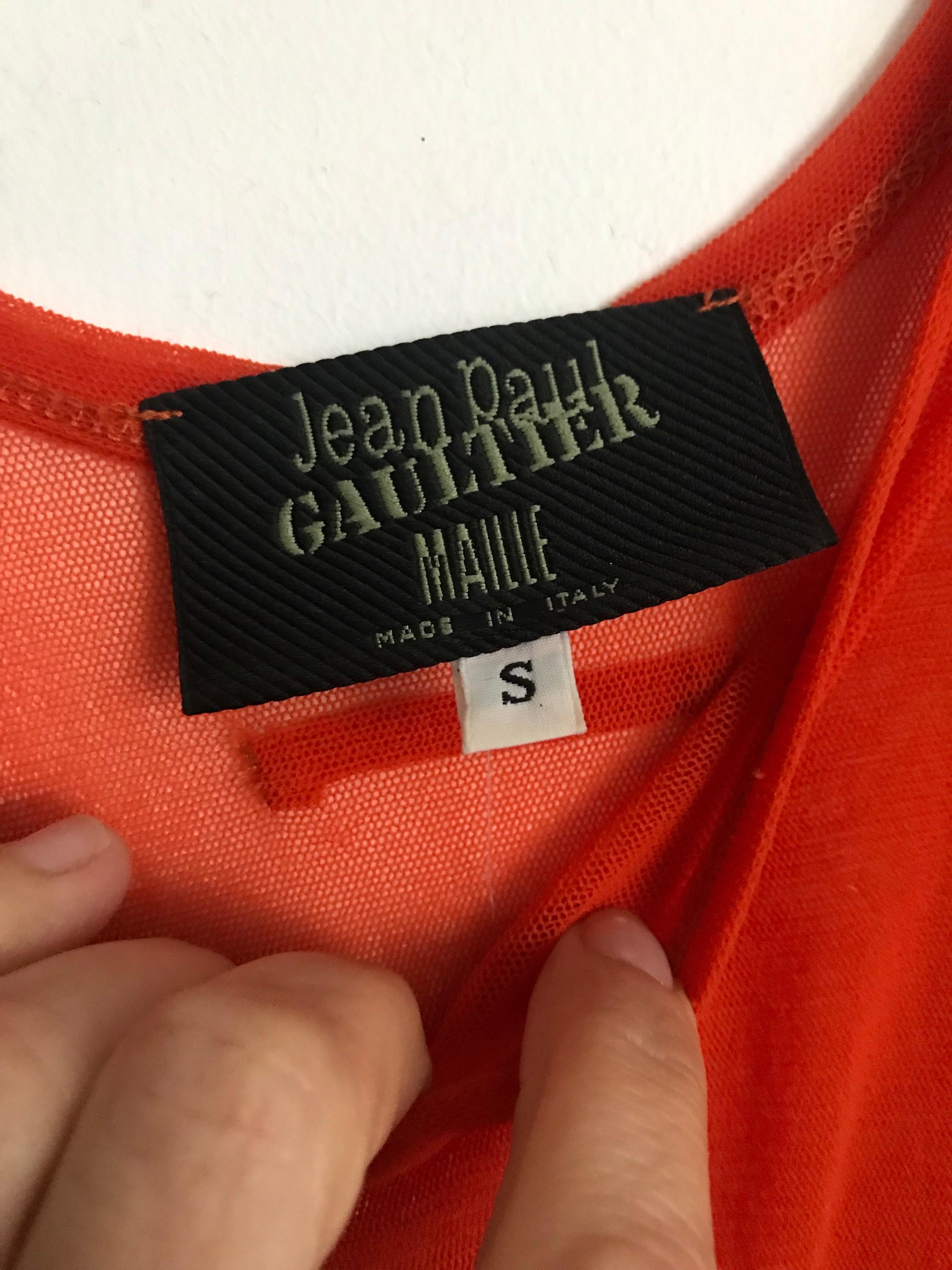 Rosso Abito e gilet lungo Jean Paul Gaultier in maglia arancione vintage in vendita