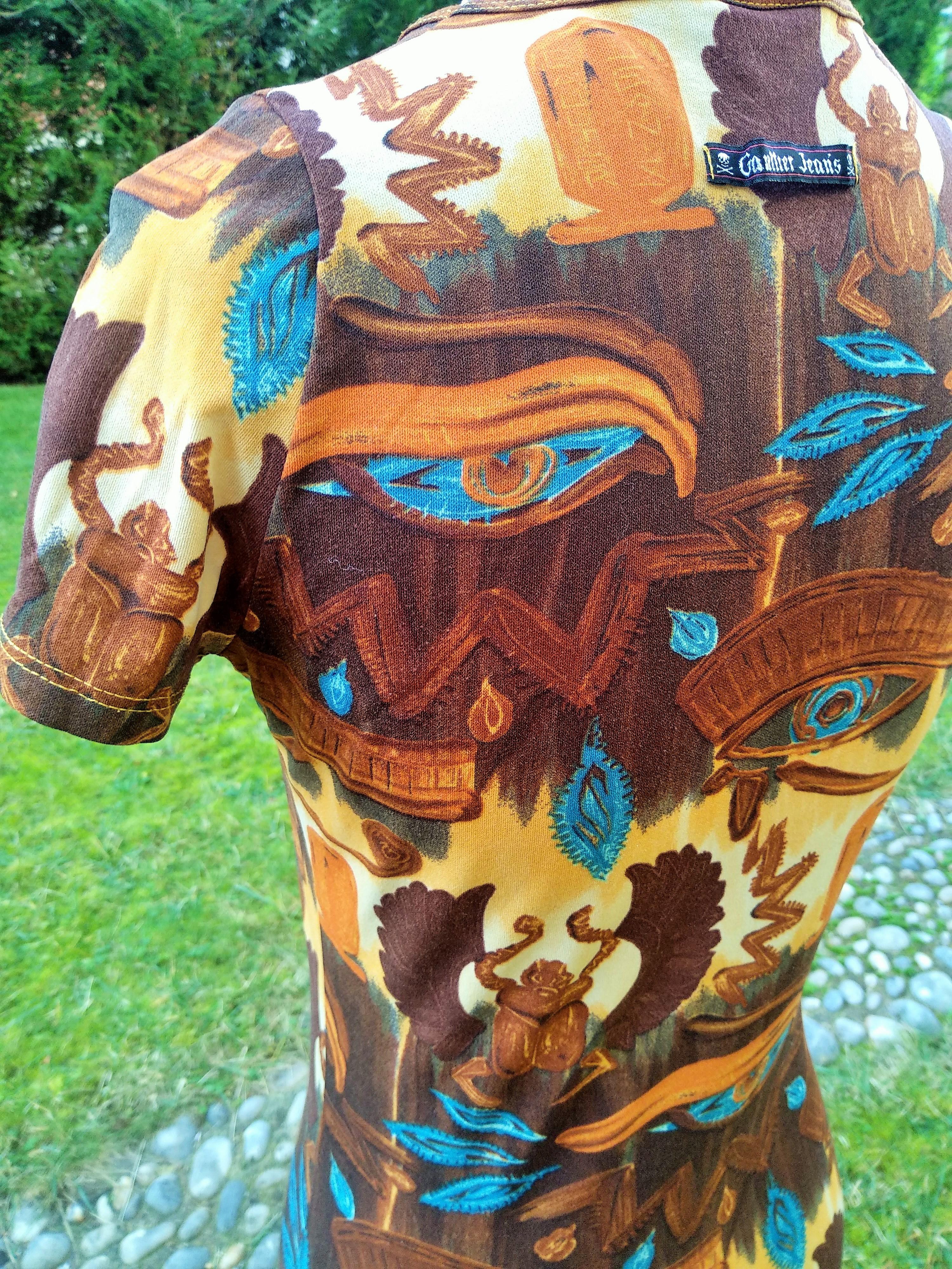 Jean Paul Gaultier Egypt Egyptian Brown Tattoo Scarab Maxi Small Medium Dress en vente 6