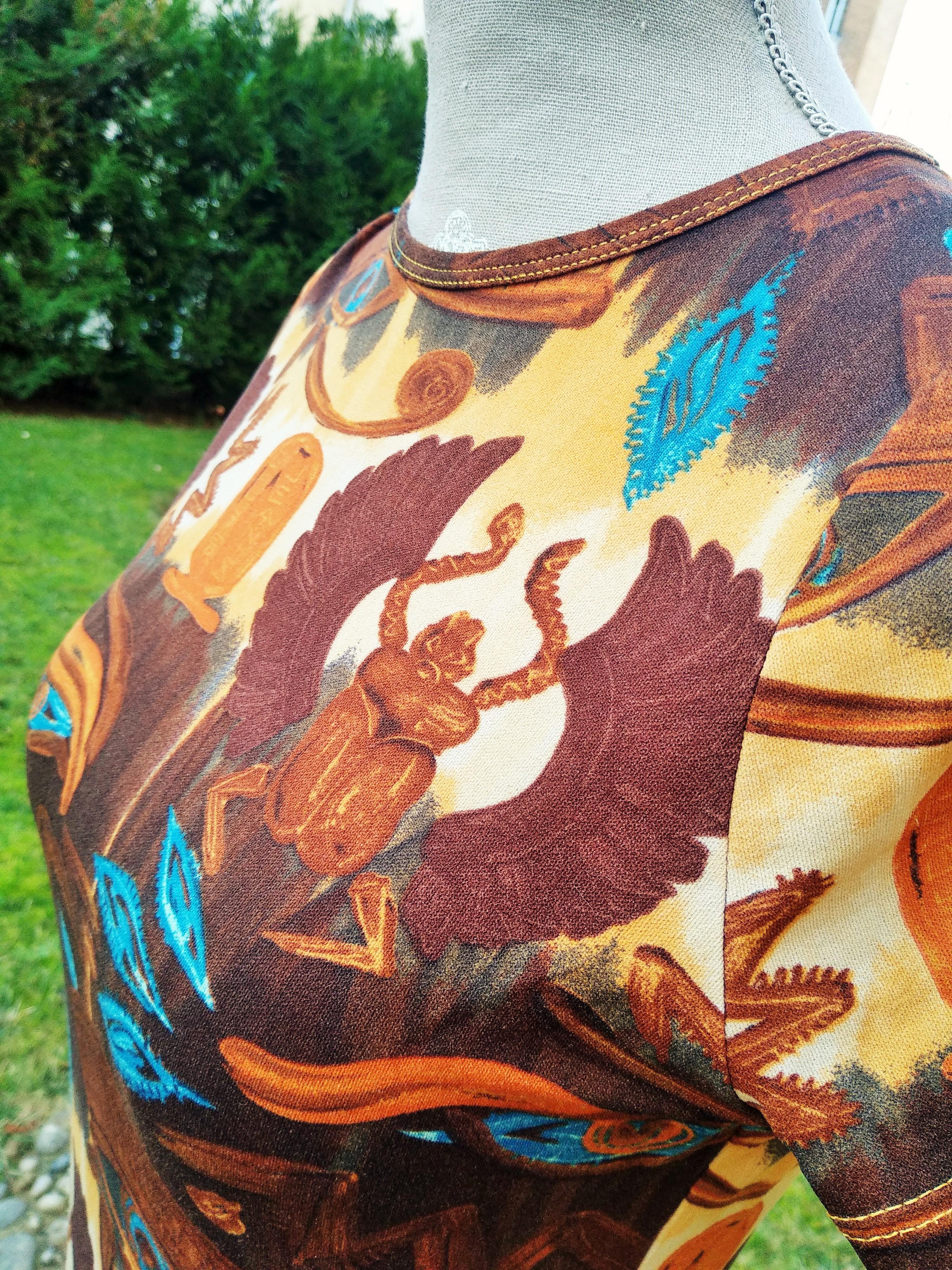 Jean Paul Gaultier Egypt Egyptian Brown Tattoo Scarab Maxi Small Medium Dress en vente 8