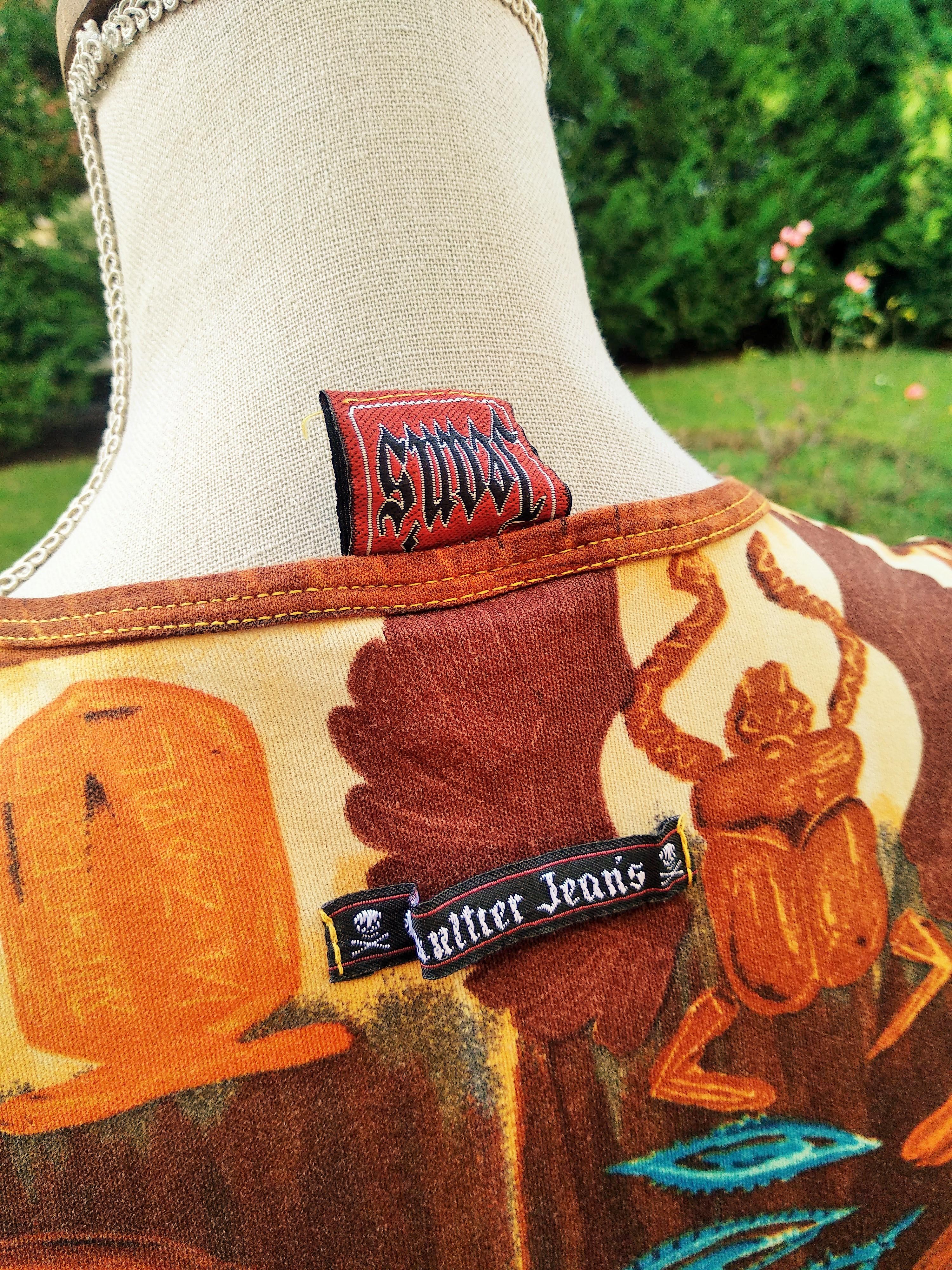 Jean Paul Gaultier Egypt Egyptian Brown Tattoo Scarab Maxi Small Medium Dress en vente 2