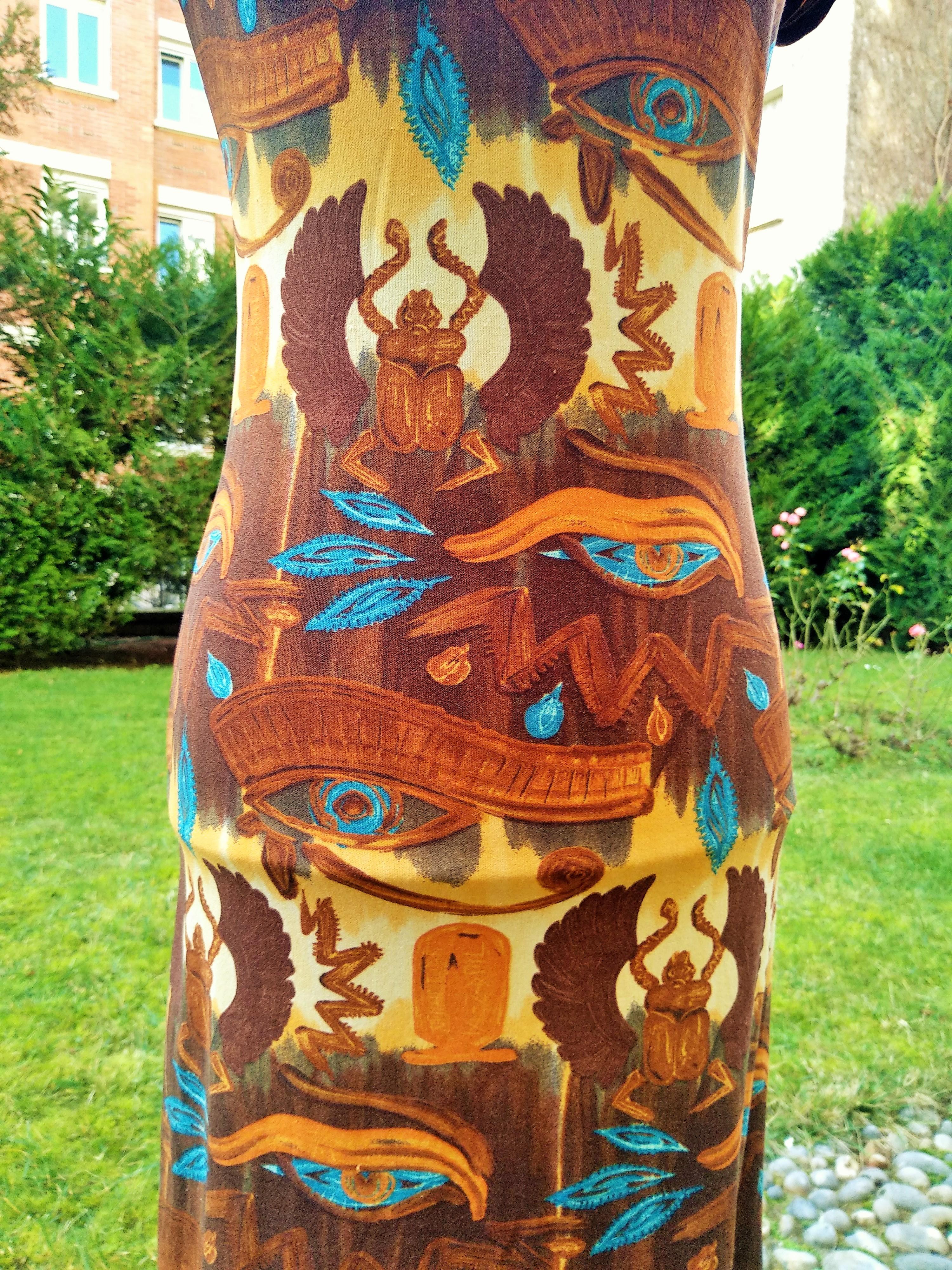 Jean Paul Gaultier Egypt Egyptian Brown Tattoo Scarab Maxi Small Medium Dress en vente 3