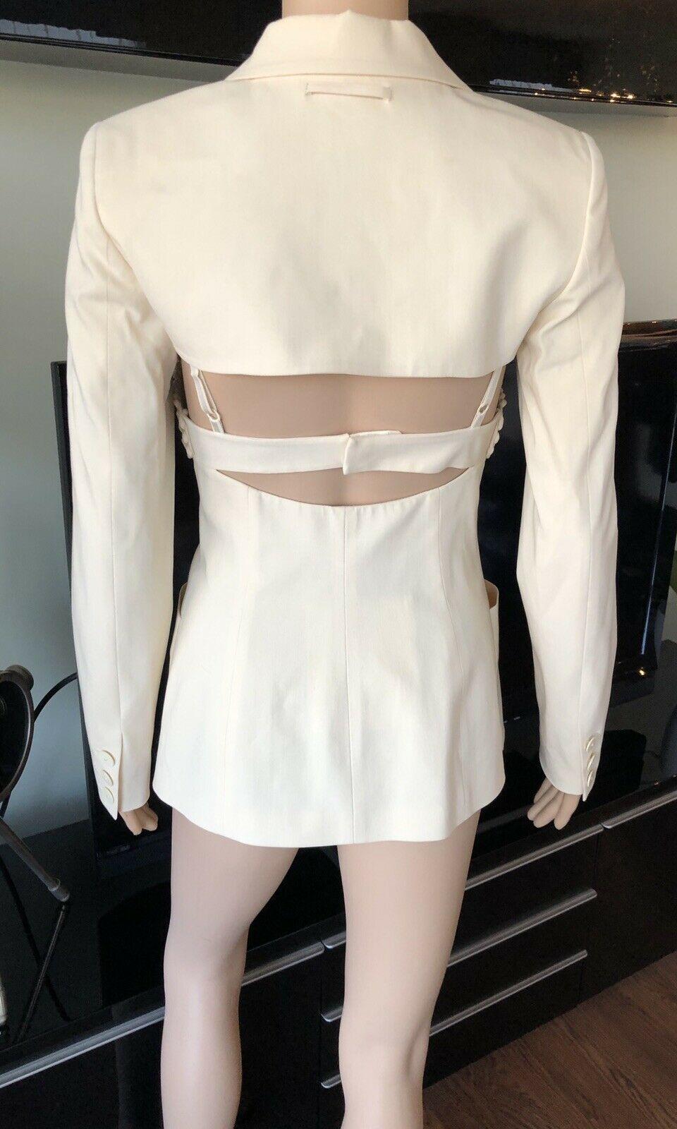 Beige Jean Paul Gaultier S/S 2007 Runway Embroidered Cups Top and Jacket 2 Piece Set