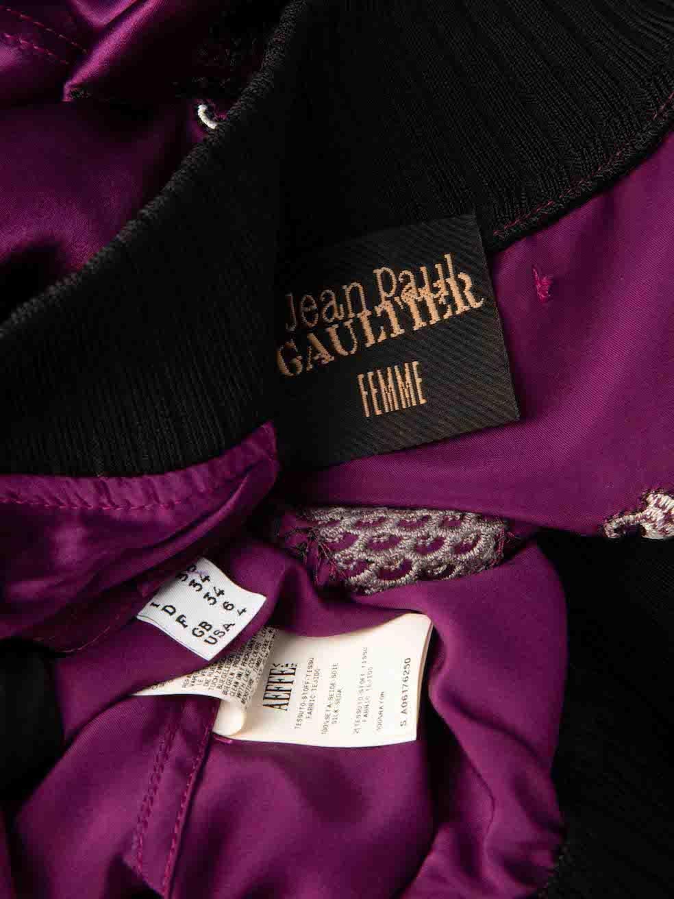 Jean Paul Gaultier Embroidered Silk Bomber Jacket Size XS In Excellent Condition In London, GB