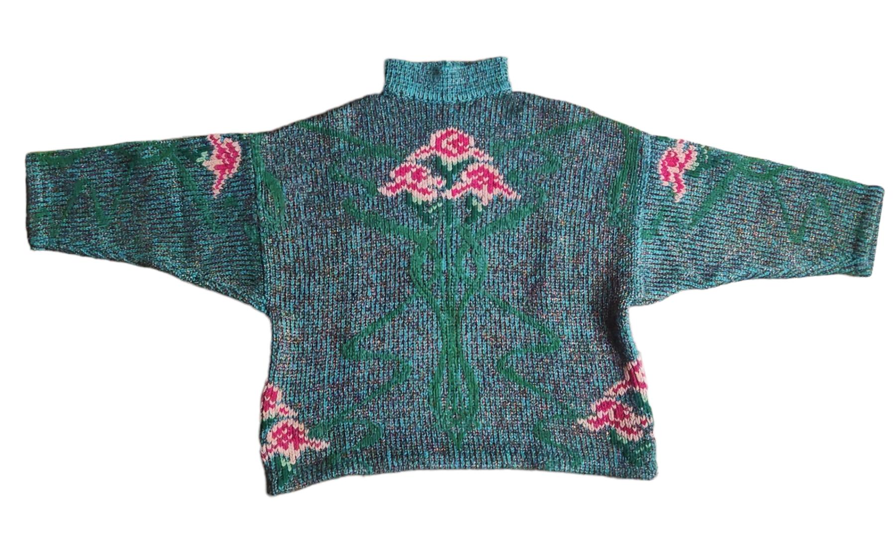 Jean Paul GAULTIER Equator Pullover mit Blumenmuster aus Lurex, 1984 (Grau) im Angebot