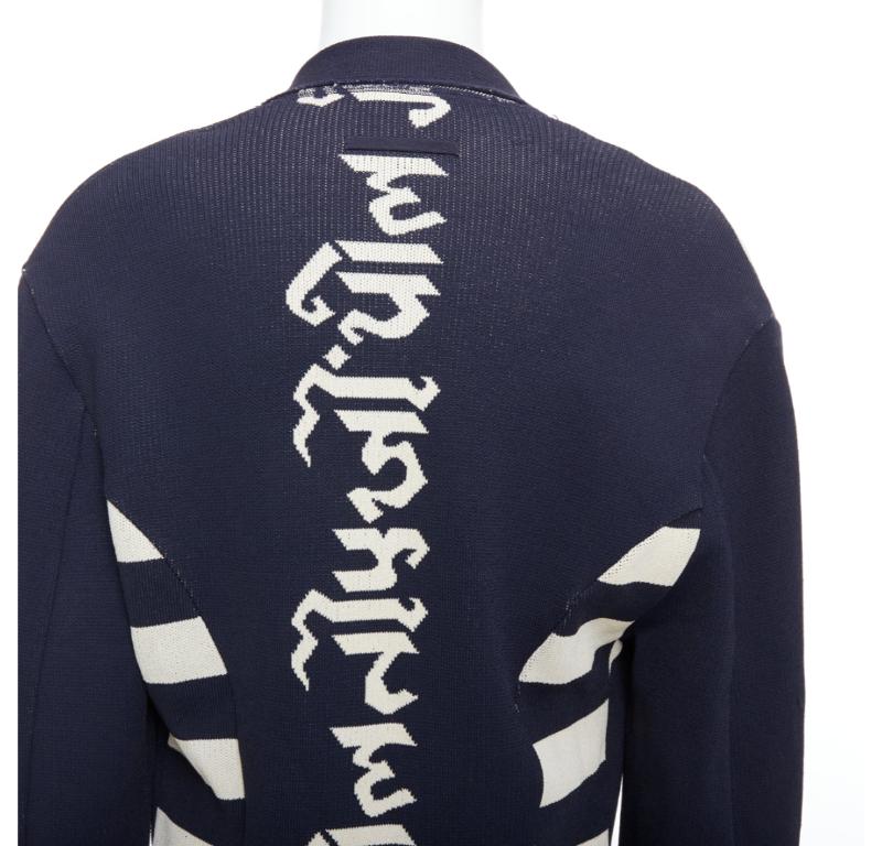 JEAN PAUL GAULTIER EQUATOR 1987 marineblaue weiße schwere Strickjacke FR48 M im Angebot 2