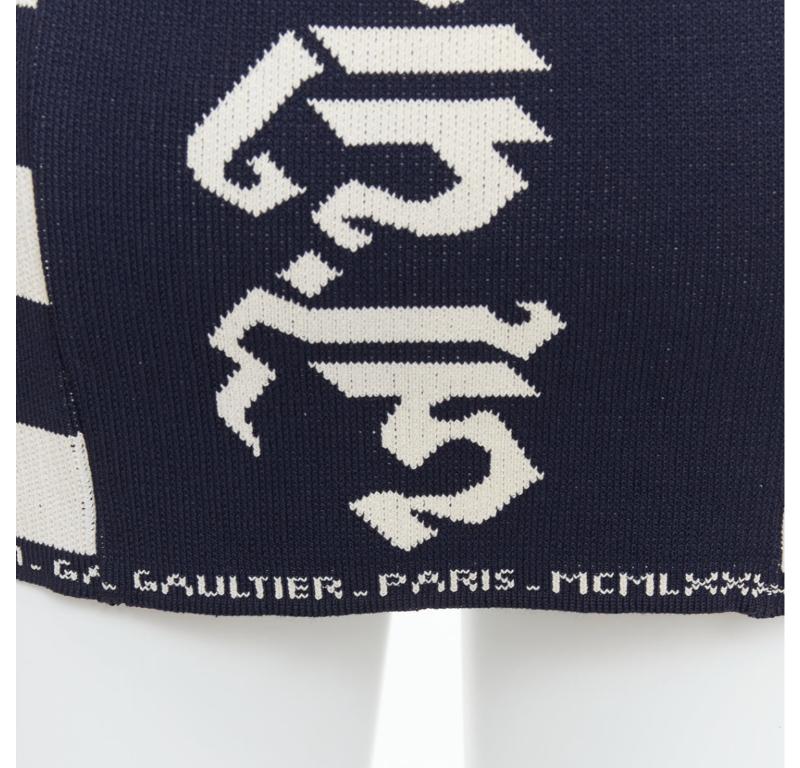 JEAN PAUL GAULTIER EQUATOR 1987 marineblaue weiße schwere Strickjacke FR48 M im Angebot 3