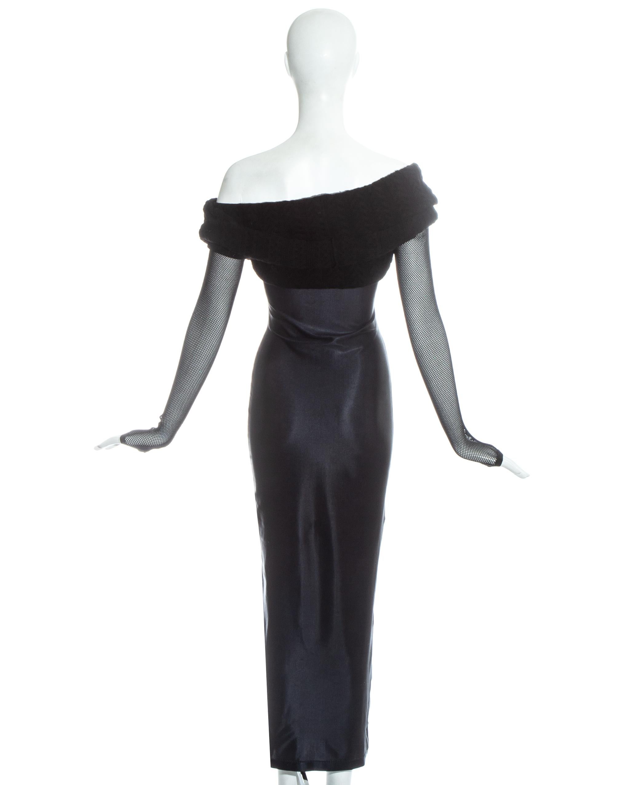 Jean Paul Gaultier Equator black maxi dress with knitted shawl collar, c. 1980s In Good Condition In London, GB