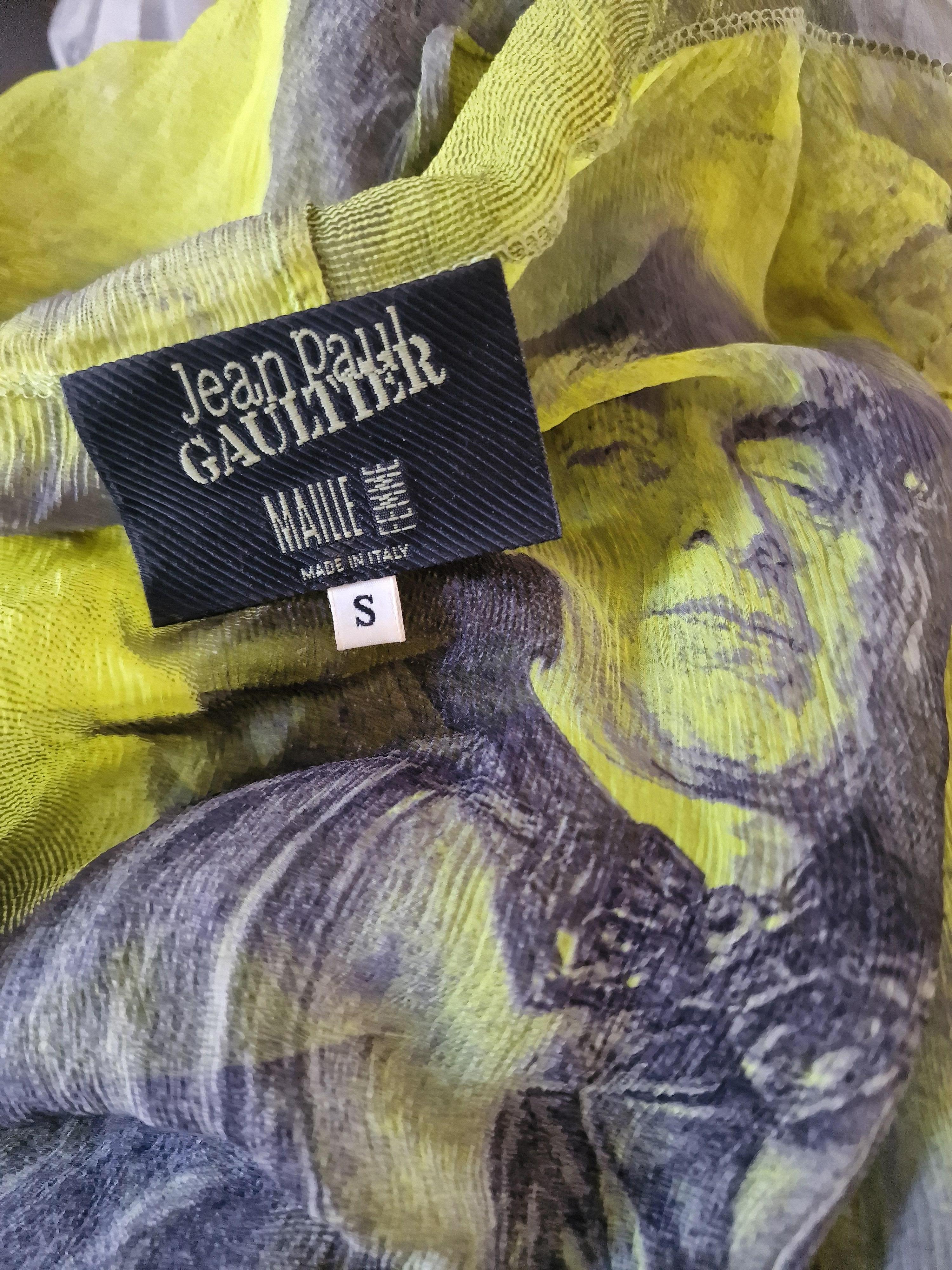 Jean Paul Gaultier - Robe t-shirt vintage en soie transparente pour hommes et femmes en vente 10