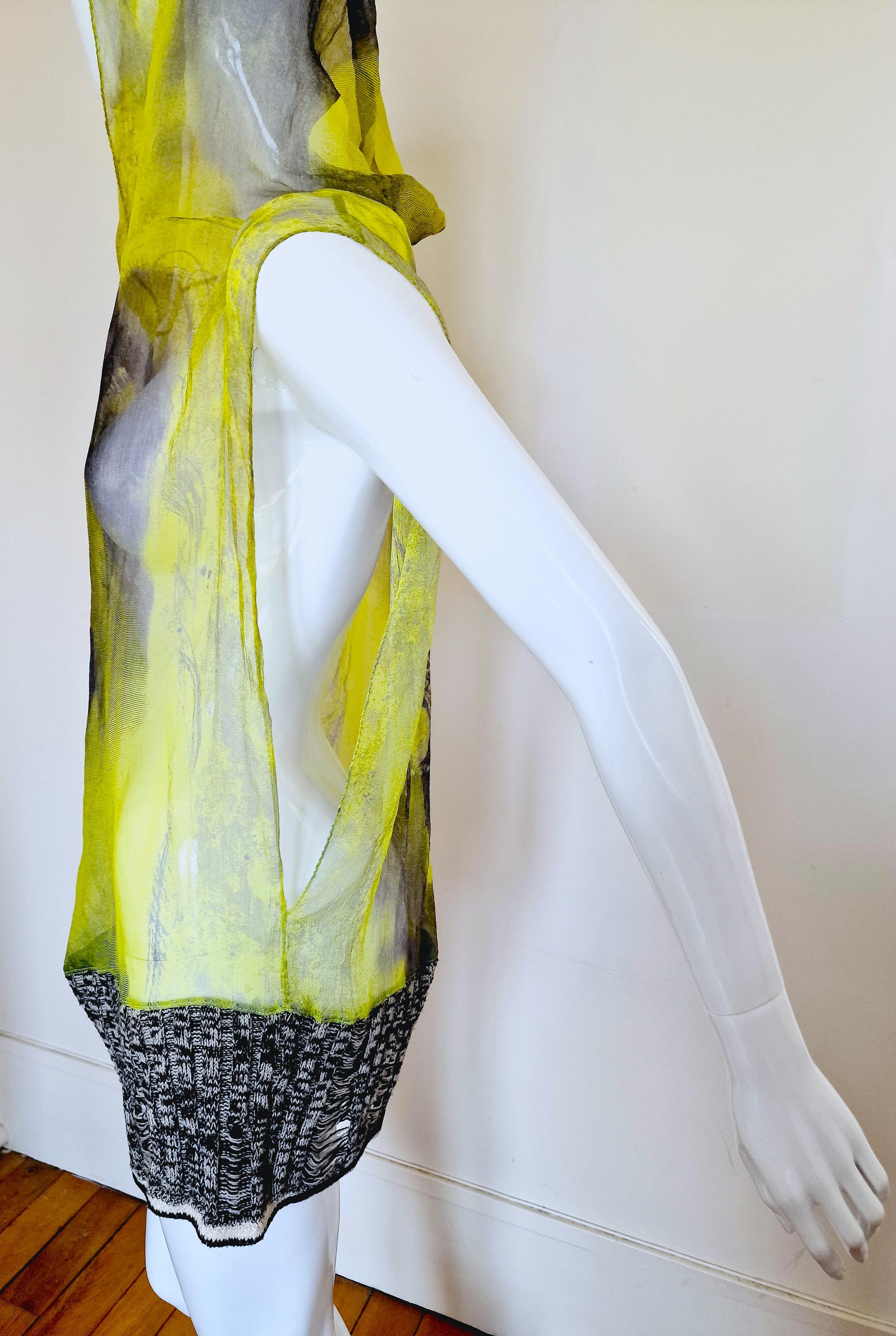 Jean Paul Gaultier - Robe t-shirt vintage en soie transparente pour hommes et femmes en vente 5
